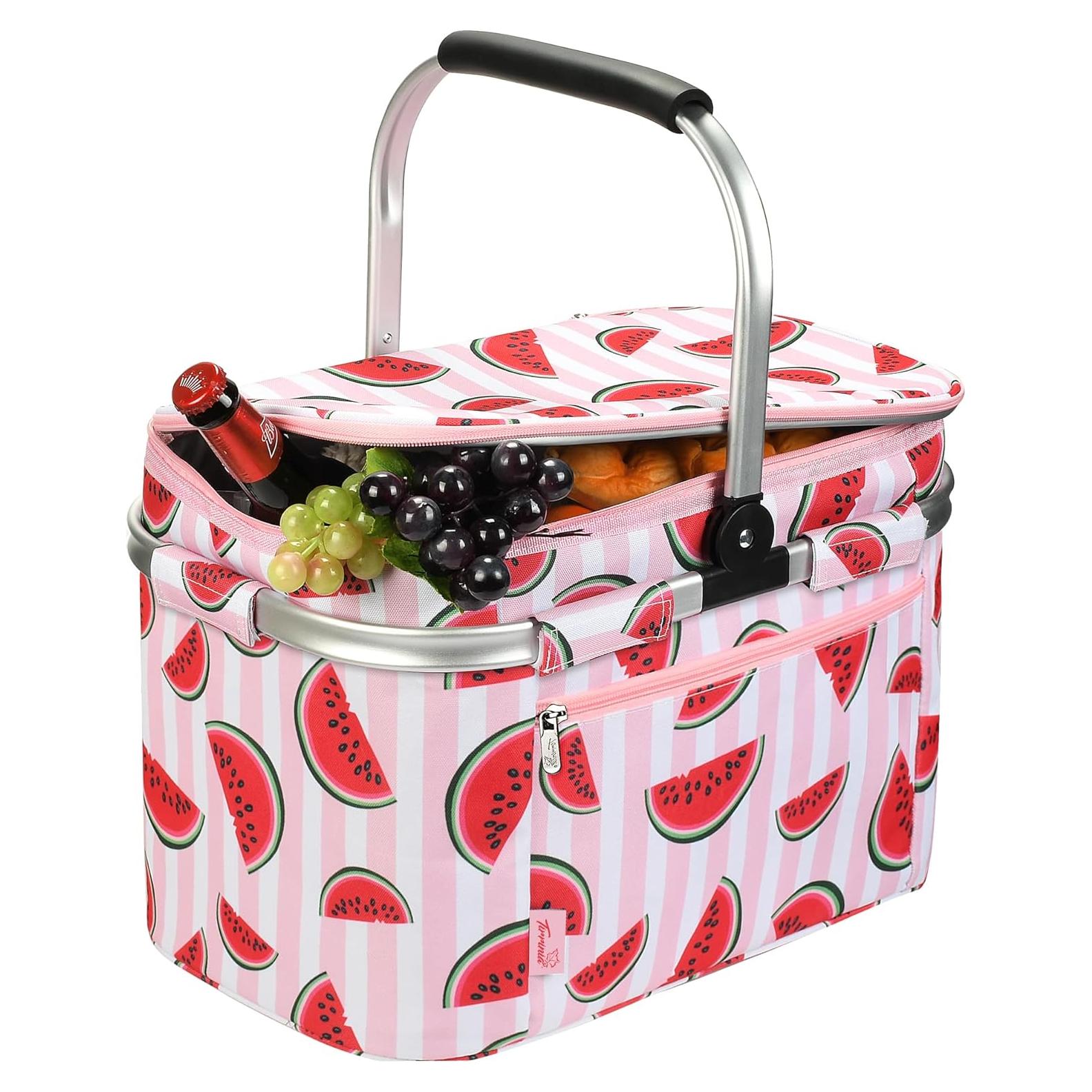 Cesta de Picnic Aislada Tirrinia 34L Rosa Resistente al Agua