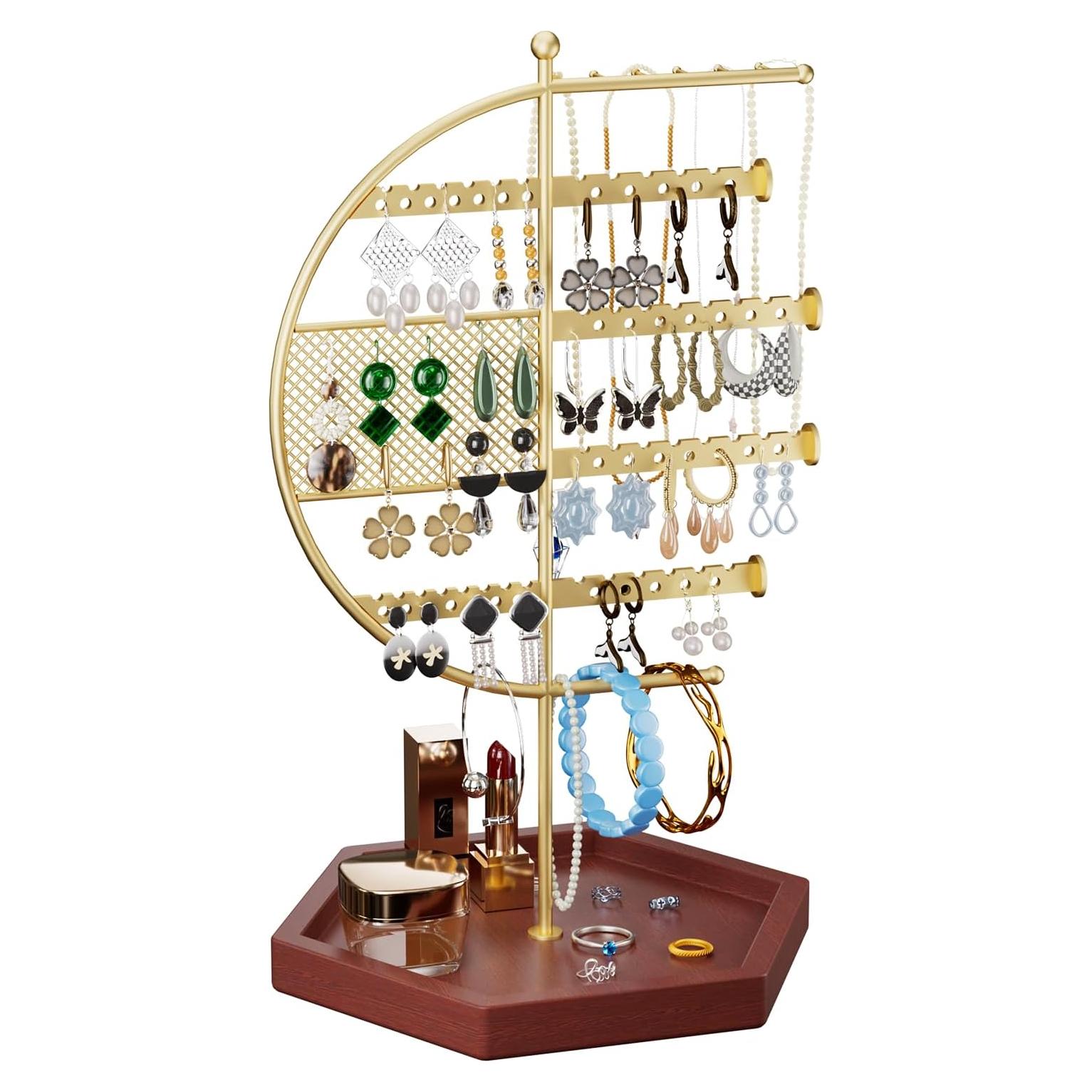 Organizador de Joyas Gintan Marrón, Soporte para Collares y Aretes
