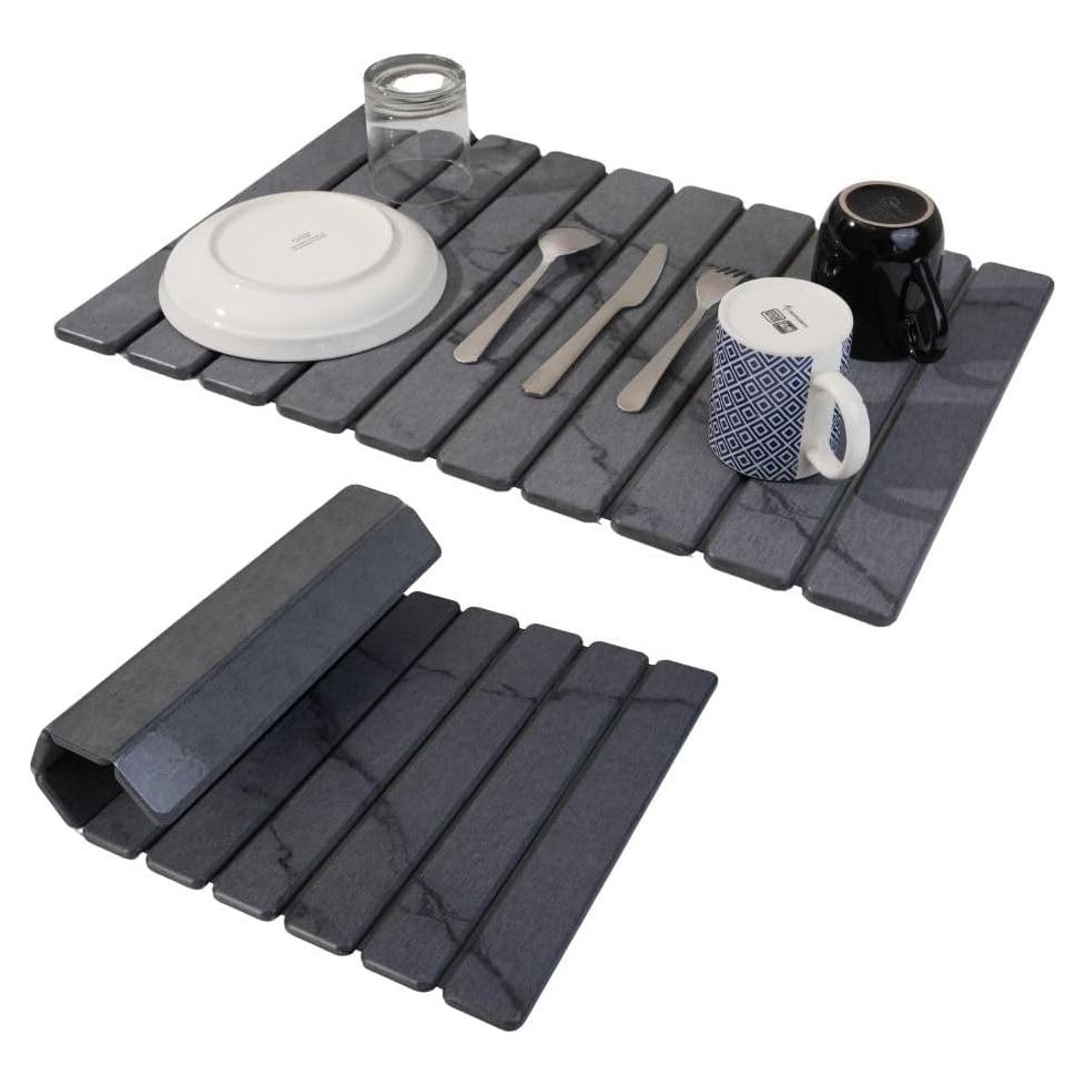 Alfombrilla de Secado de Piedra Yenyra 60x40 cm Gris Oscuro