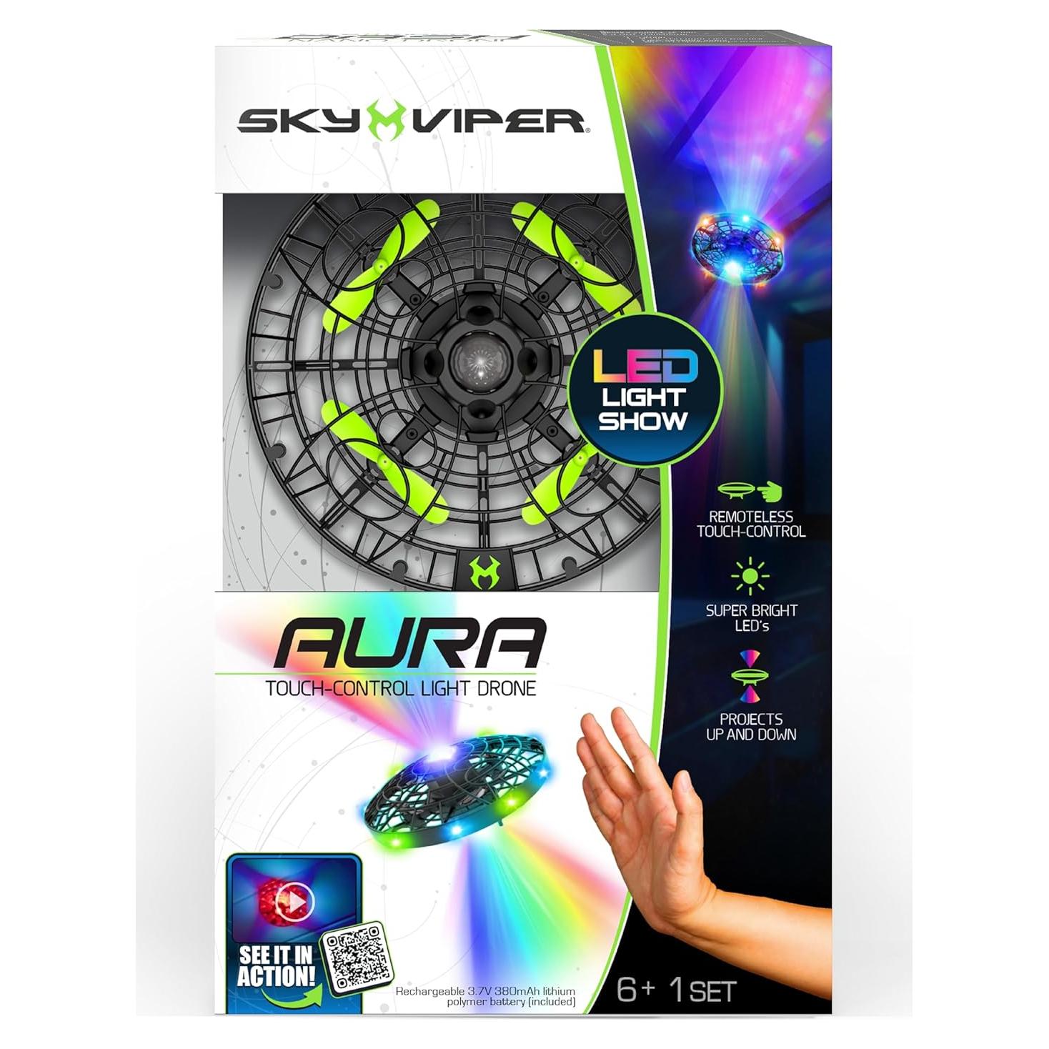 Drone Ligero Sky Viper Aura con Control Táctil y LEDs