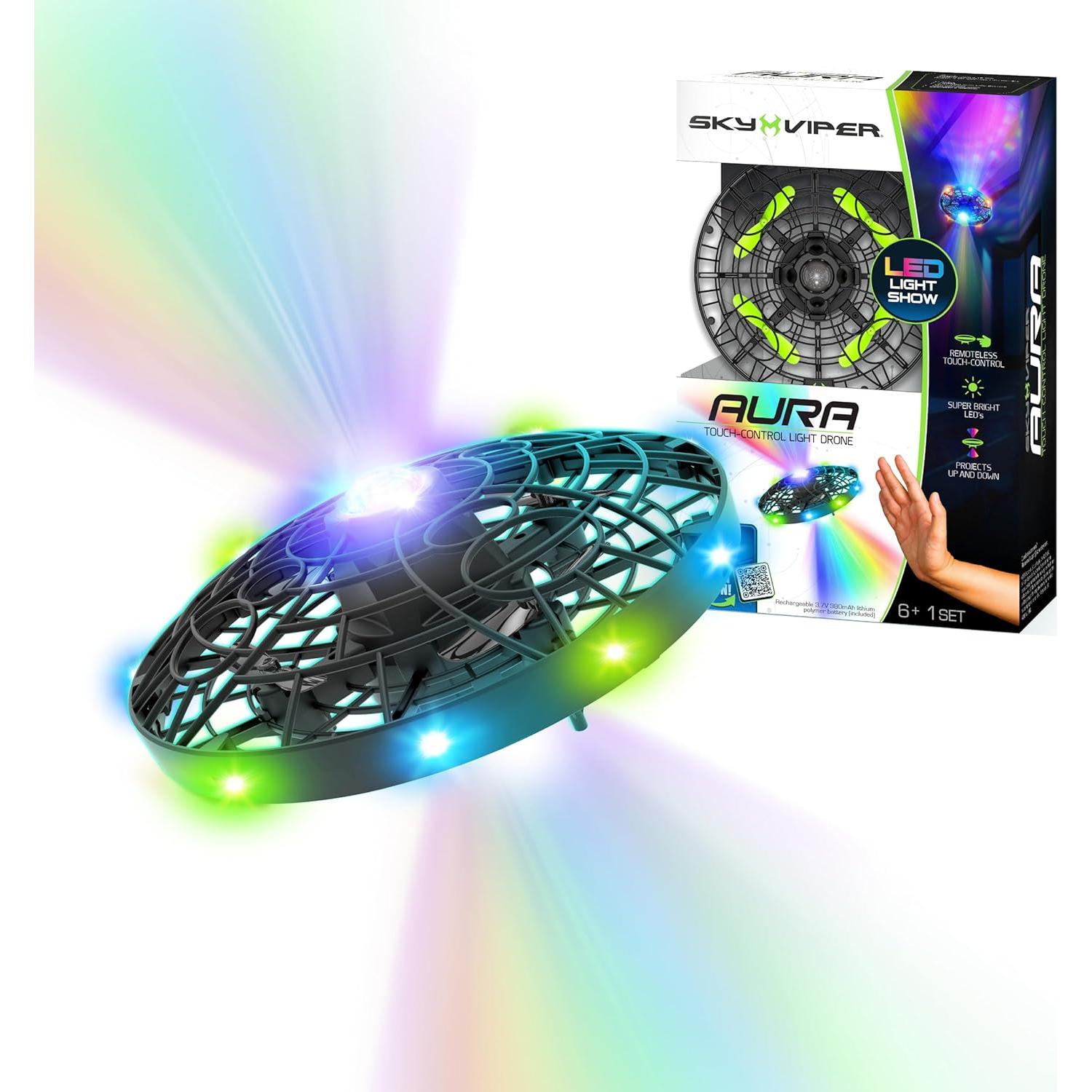 Drone Ligero Sky Viper Aura con Control Táctil y LEDs