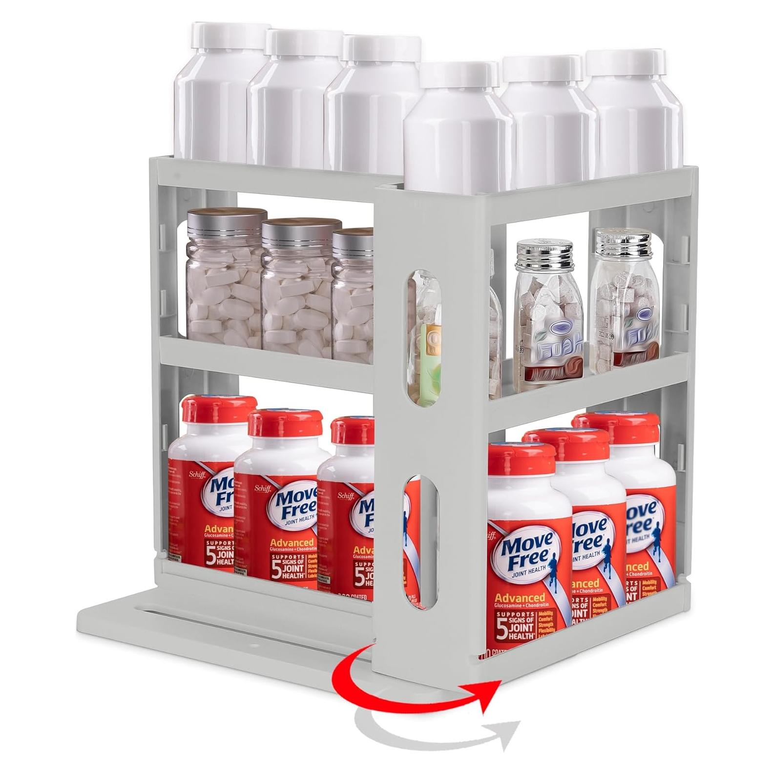 Organizador de Medicinas Dutiplus 2 Estantes Ajustables Gris