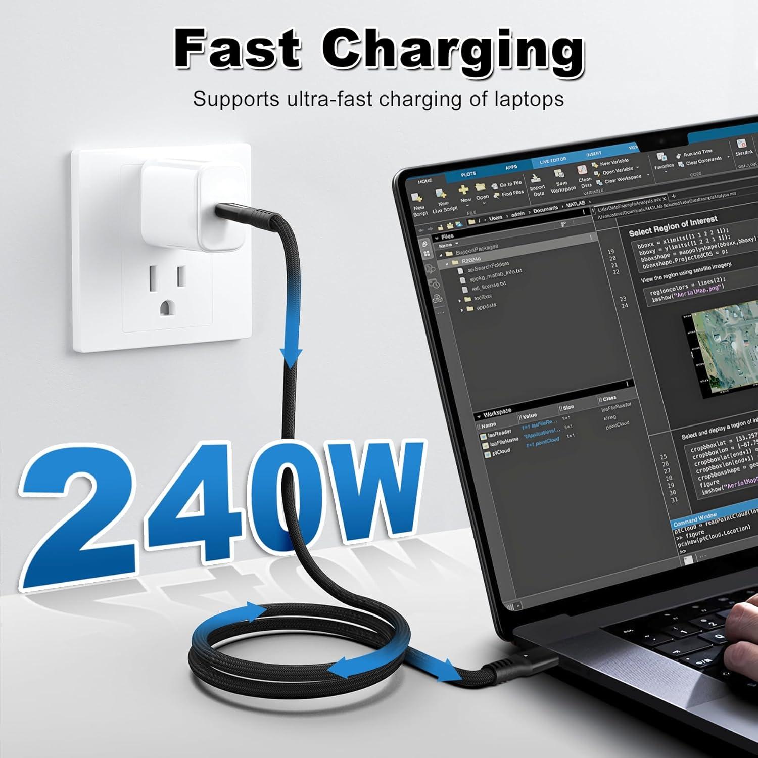 Cable Thunderbolt 4 HYairspy 1m 40Gbps USB-C 240W Carga Rápida