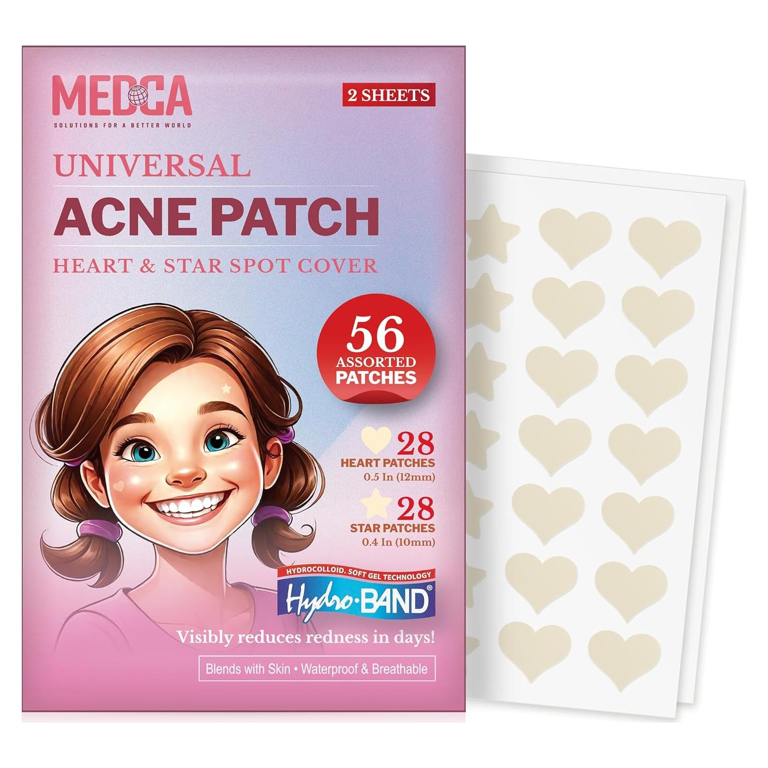 Parches Hidrocoloides para Acné MEDca - 56 Parches en Corazones y Estrellas
