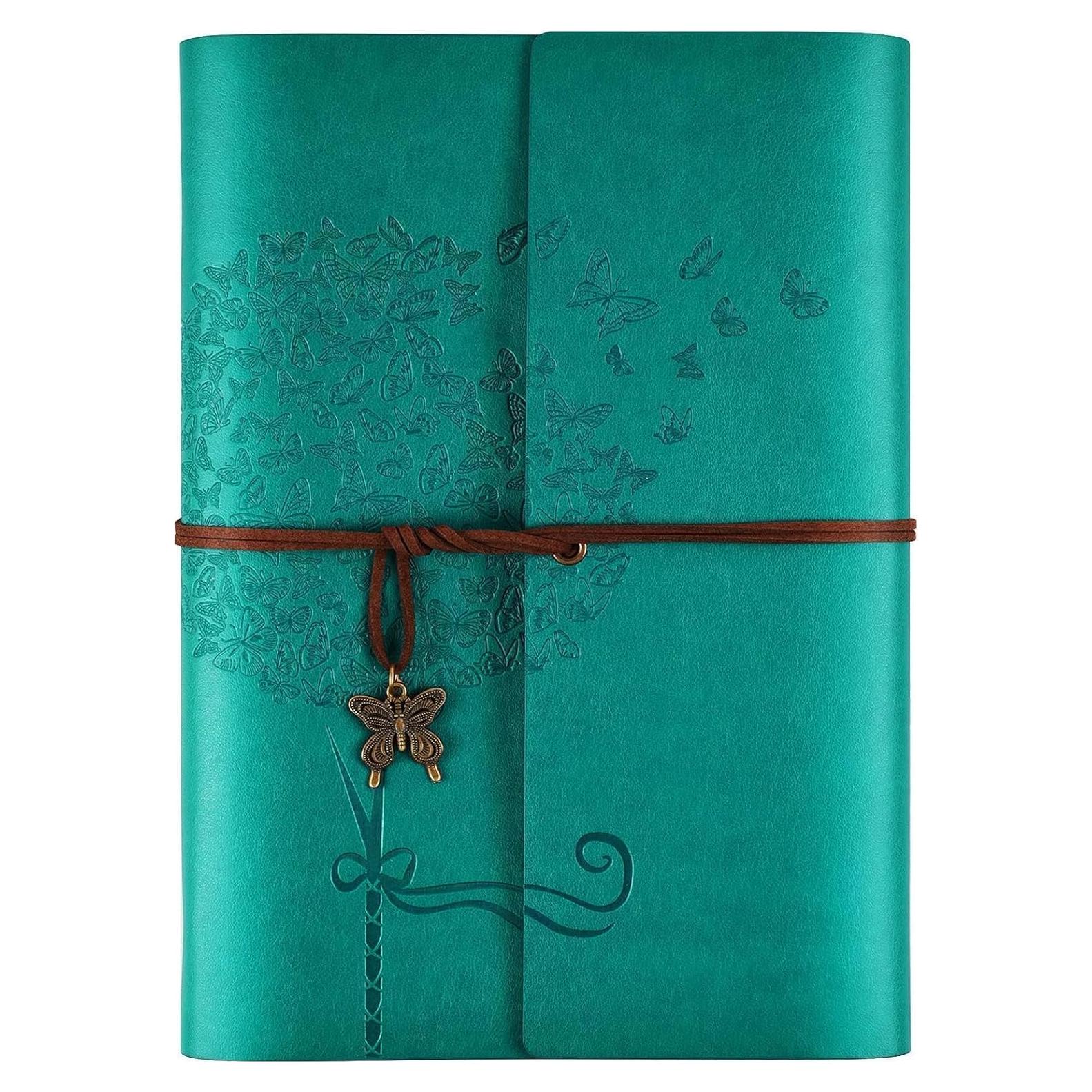 Cuaderno de Piel OMEYA A5 Azul Recargable con Bolsillos