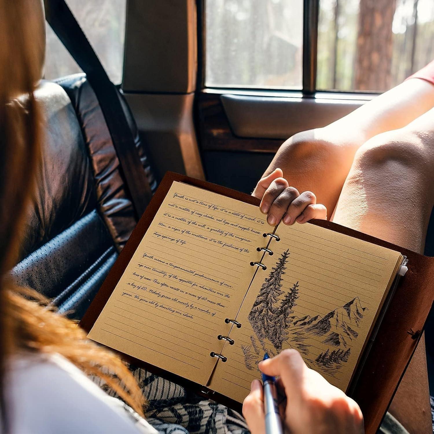 Cuaderno de Piel OMEYA A5 Azul Recargable con Bolsillos