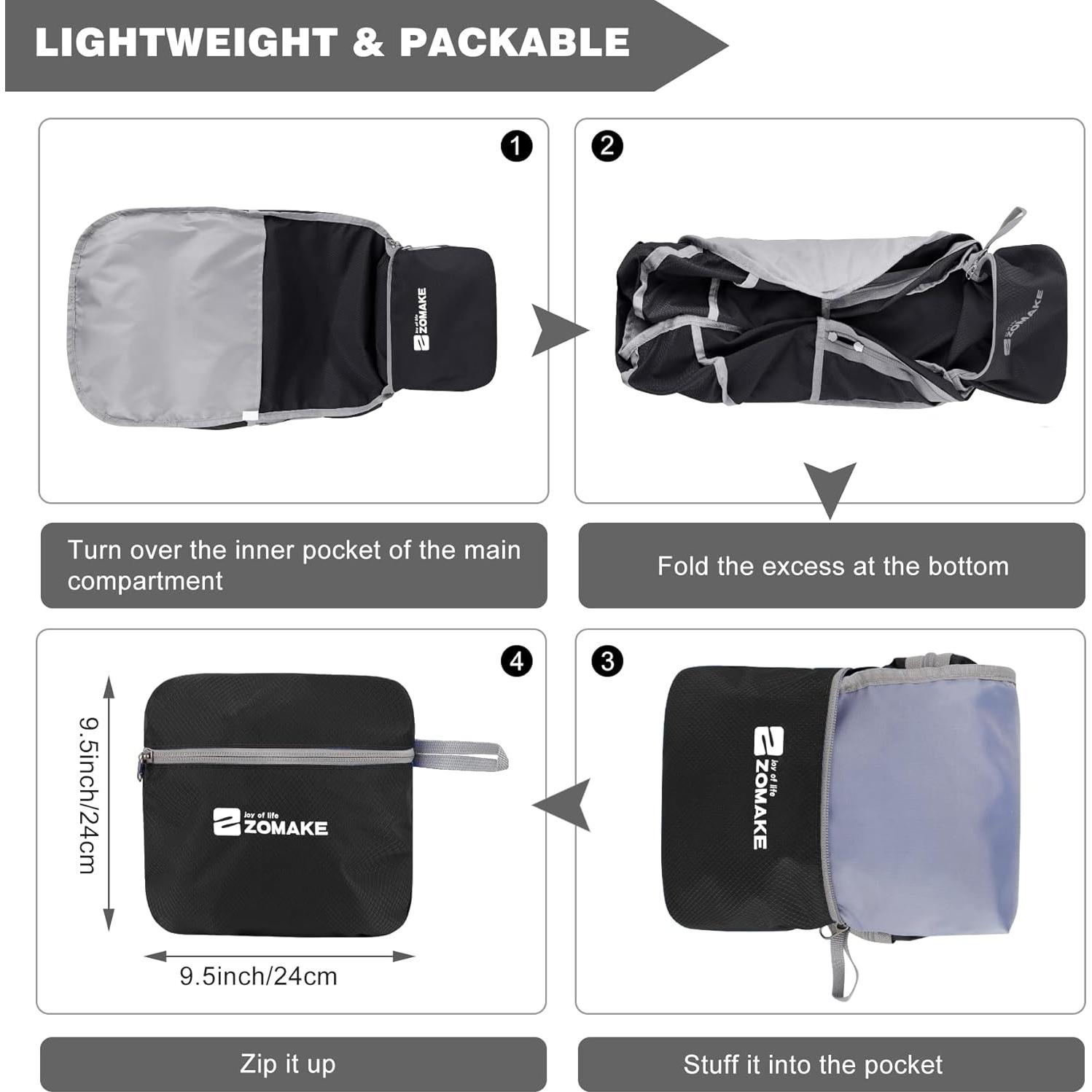 Mochila Plegable ZOMAKE 35L Resistente al Agua para Senderismo