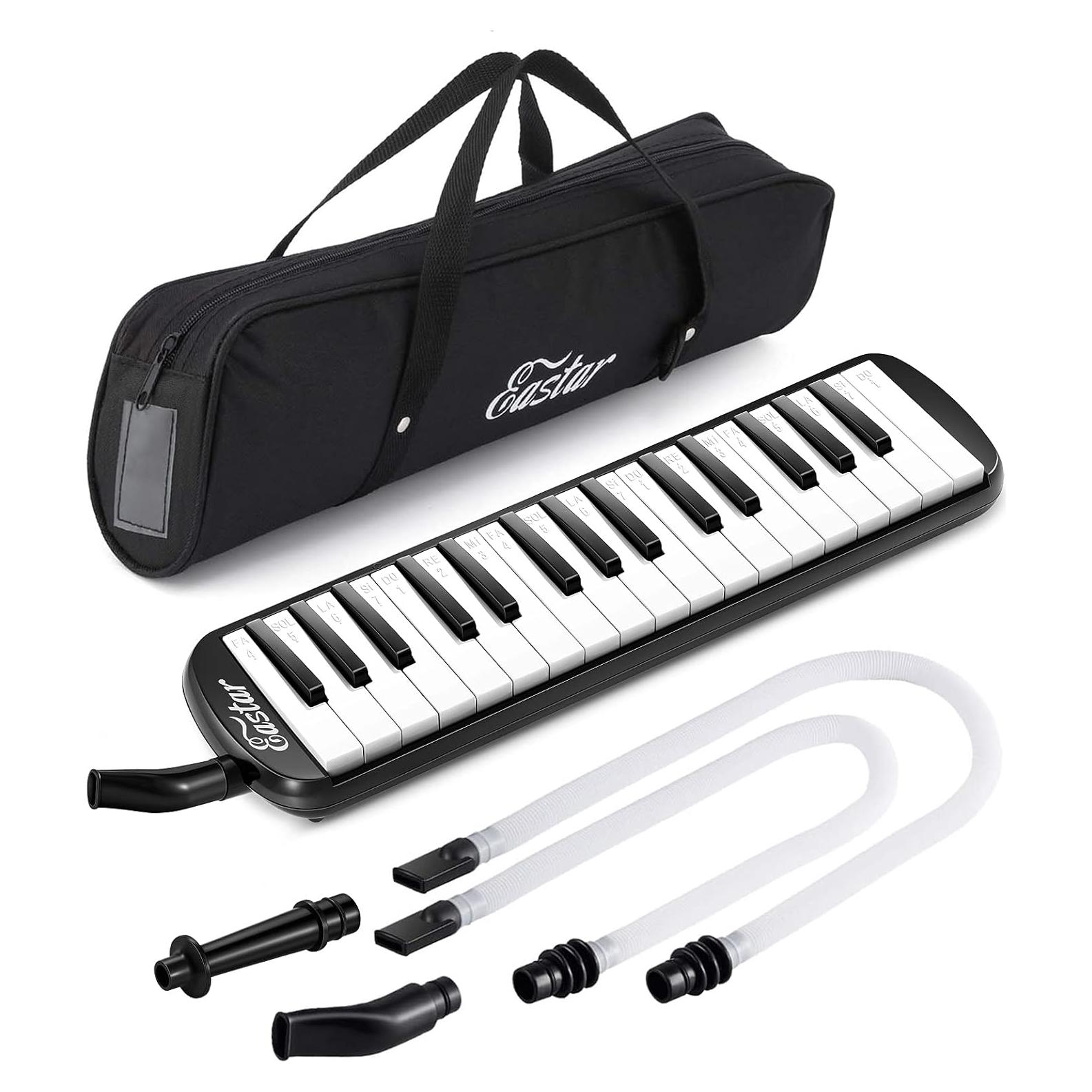 Melodica Eastar 32 Teclas Negra con Tubos y Funda de Transporte