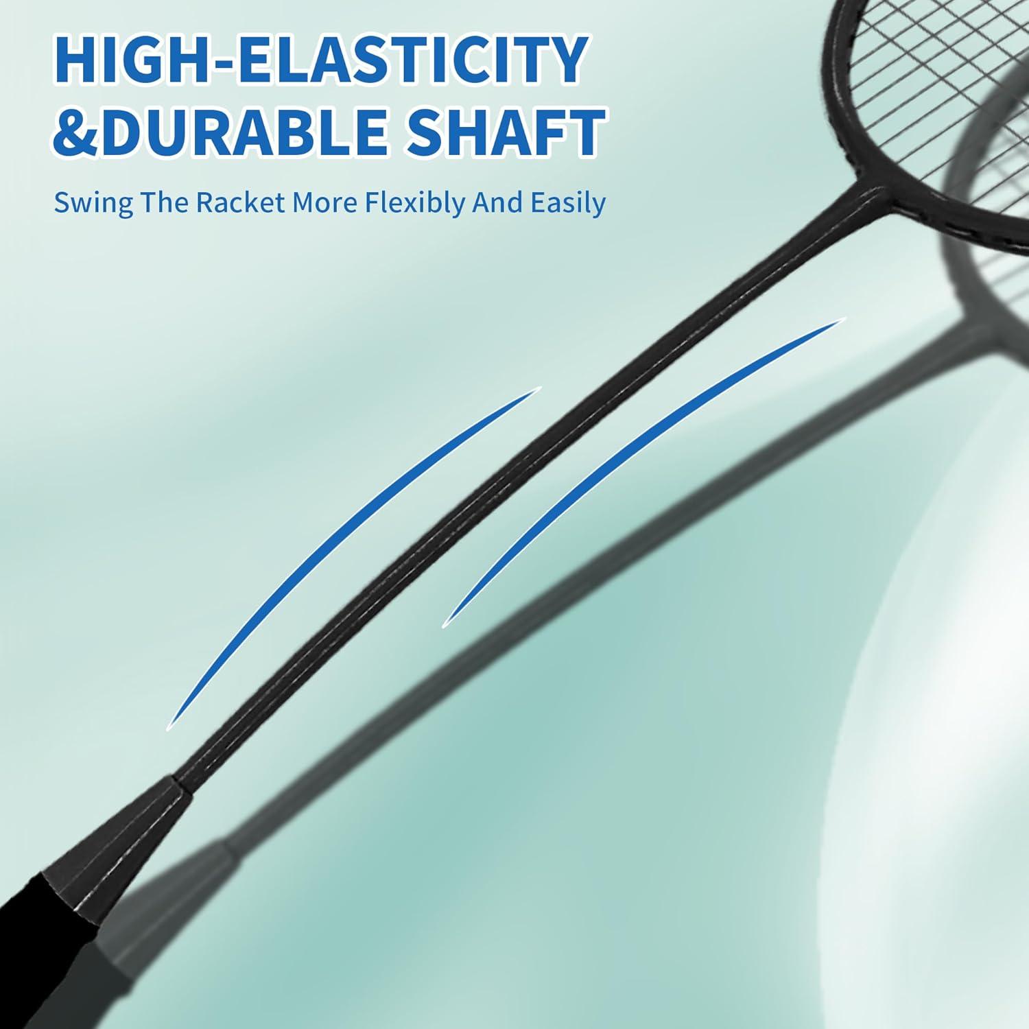 Conjunto de 4 Raquetas de Bádminton Senston YP-1100 - Fibra de Carbono, 6 Volantes, Bolsa