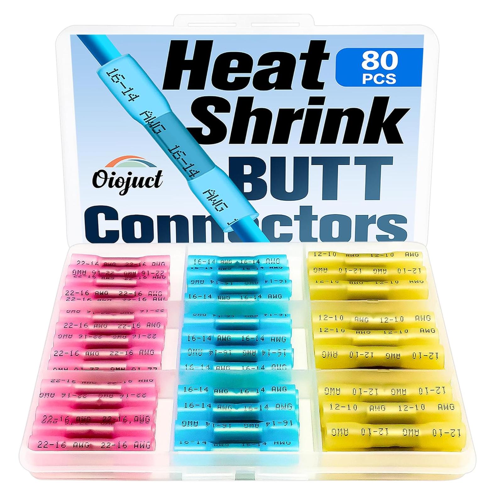Conectores Termorretráctiles Oiojuct 80 Pcs para Cableado Marino