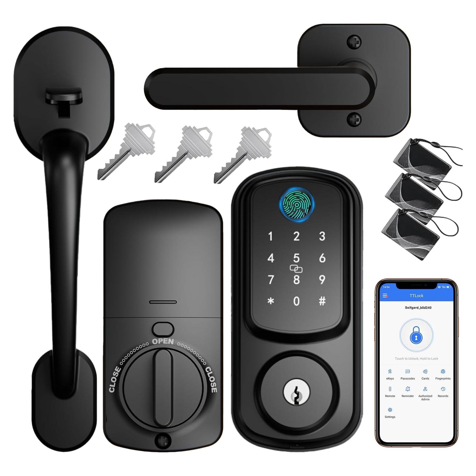 Cerradura inteligente Seifgard sin llave doble cilindro negra