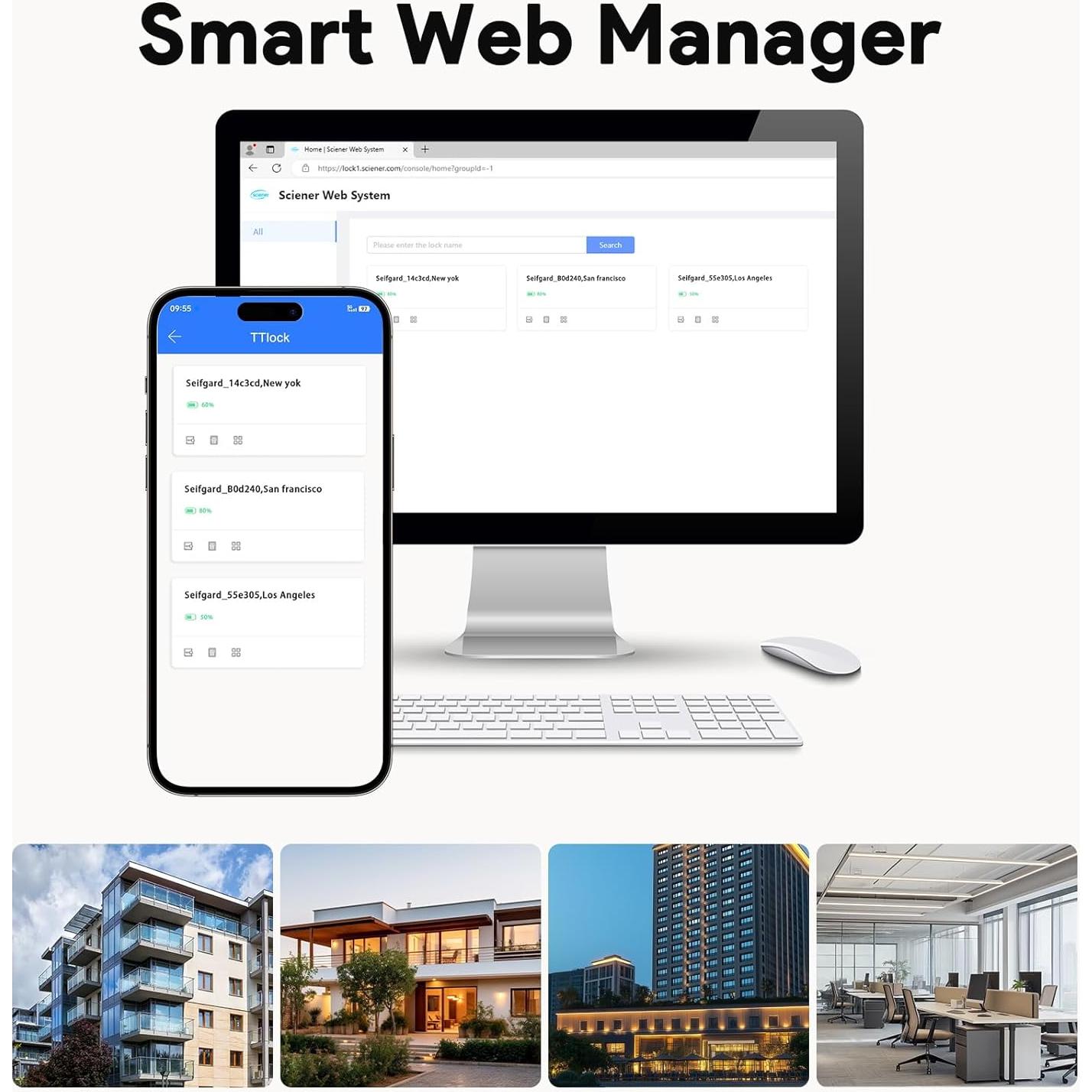 Cerradura inteligente Seifgard sin llave doble cilindro negra