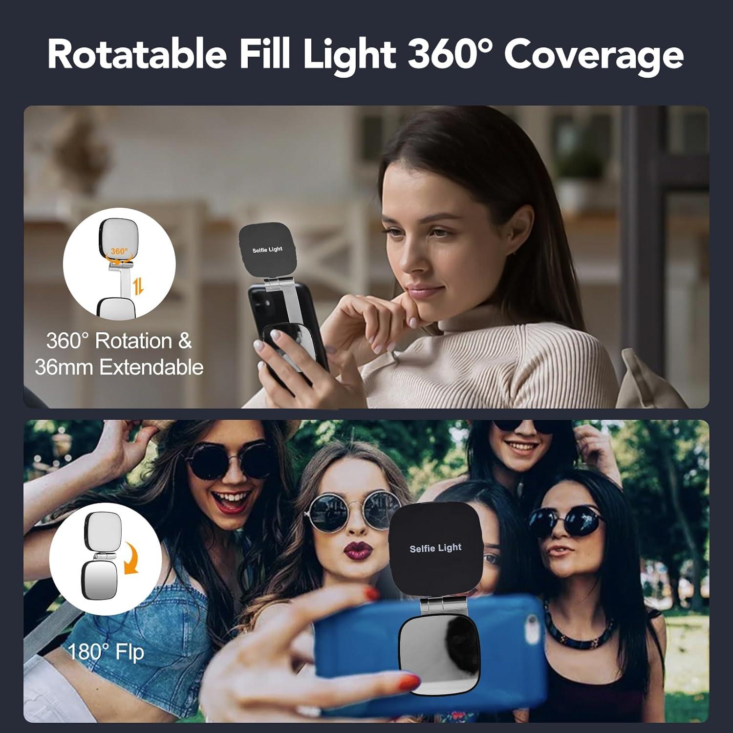 Luz de Selfie Magnética Nagnahz M27 con Espejo LED Plegable