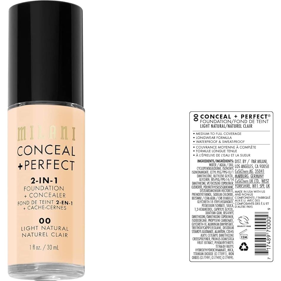 Base Líquida + Corrector Milani Ocultar + Perfecto 29.57 ml
