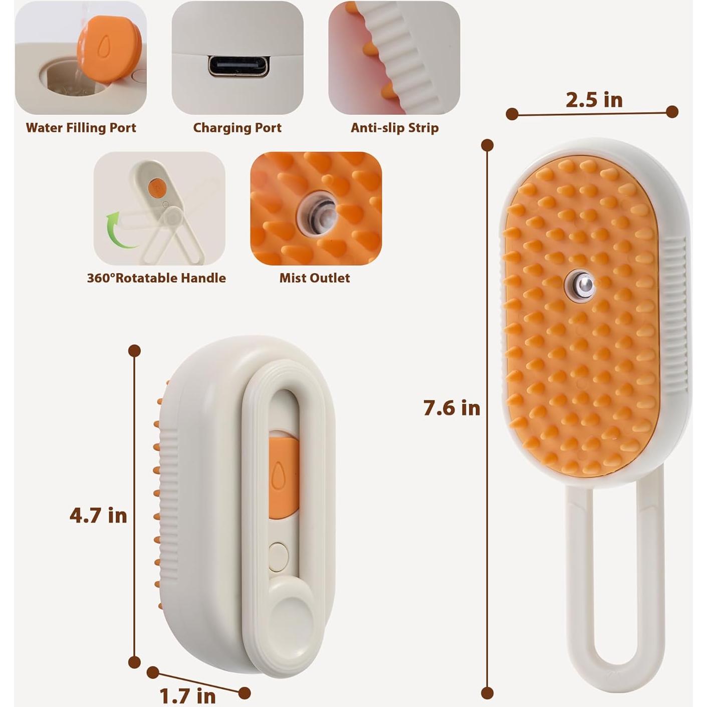 Cepillo de Vapor para Gatos Baytion 4 en 1 Crema