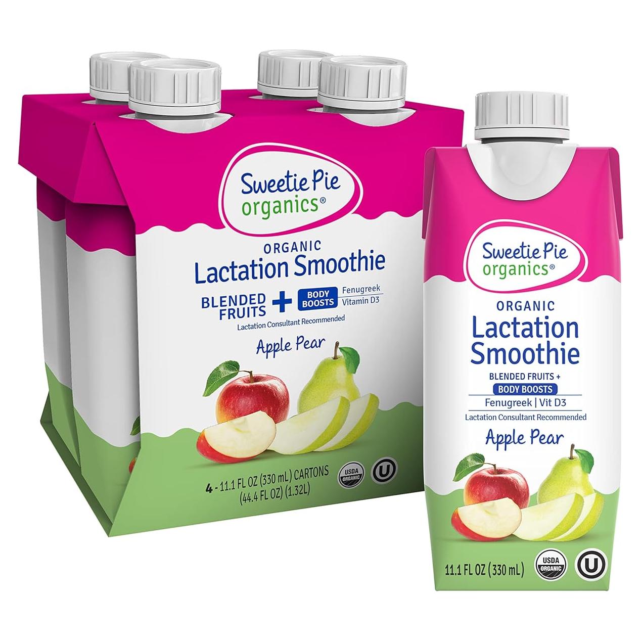 Batido de Lactancia Sweetie Pie Organics Manzana Pera 4 Pack