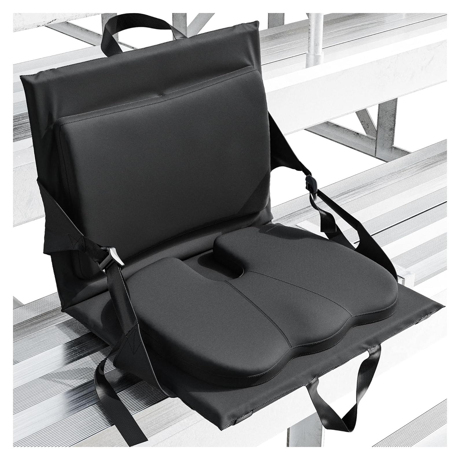 Cojín de Asiento y Respaldo de Estadio Everlasting Comfort - Plegable, Ergonómico, Negro