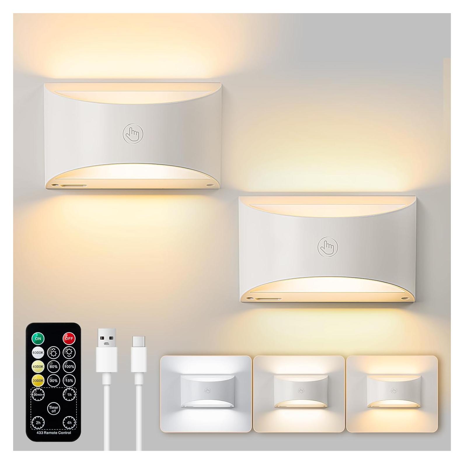 Juego de Apliques de Pared Brightown 2 Pack Recargables Blancos