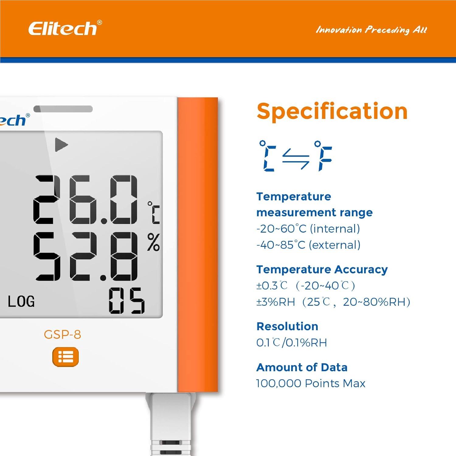 Registrador Digital de Temperatura y Humedad Elitech GSP-8