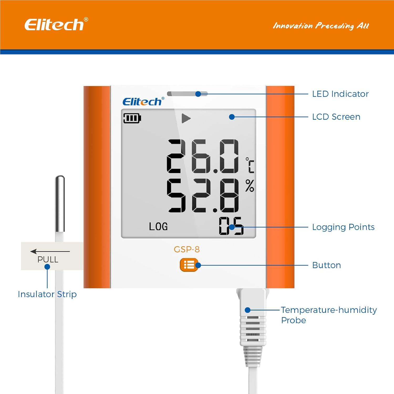 Registrador Digital de Temperatura y Humedad Elitech GSP-8