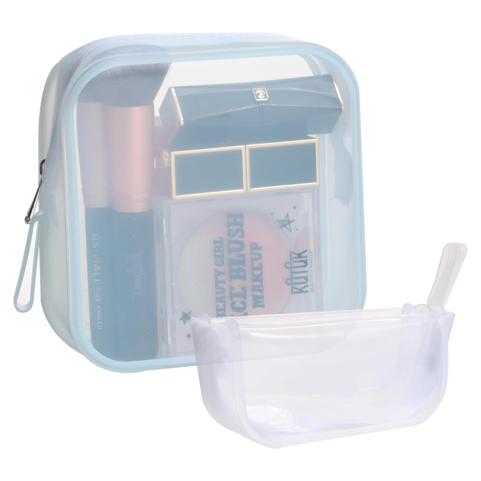 Bolsa de Maquillaje de Viaje BS-MALL - Silicona Impermeable, 2 Piezas