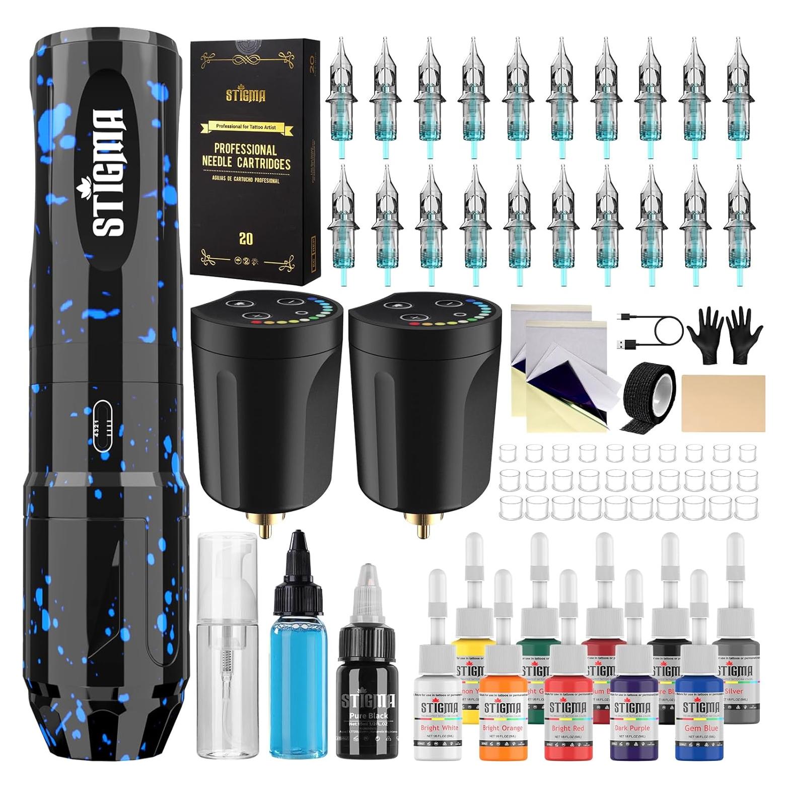 Kit de Tatuaje Inalámbrico STIGMA con Pluma y 20 Agujas