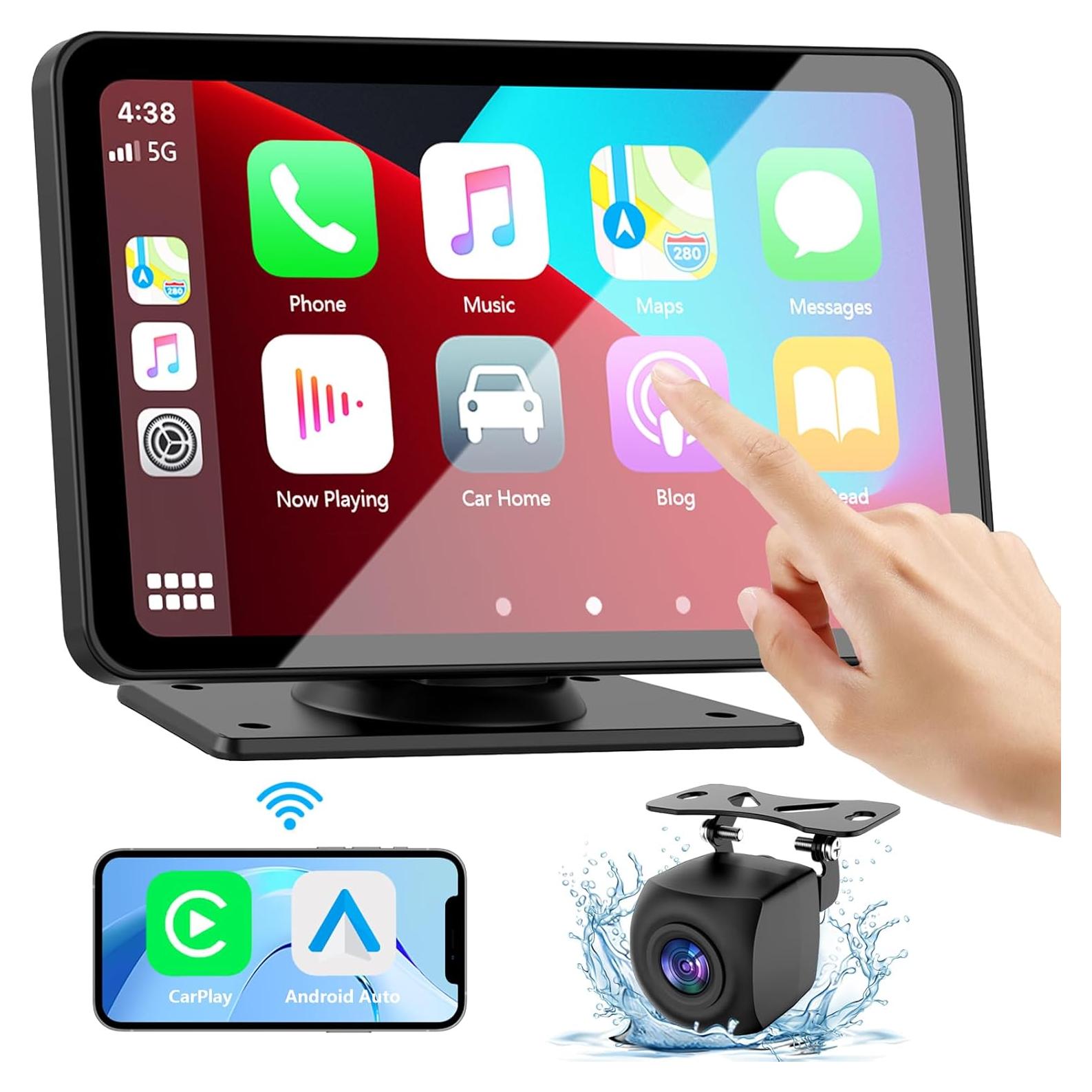 Pantalla Carplay Kiswuren 7" HD Inalámbrica con GPS y Cámara