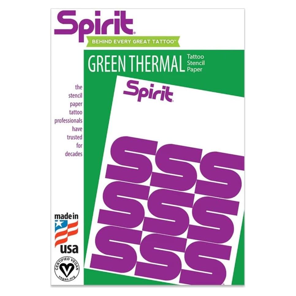 Papel de Transferencia Tatuaje Térmico Verde Spirit 100 Hojas