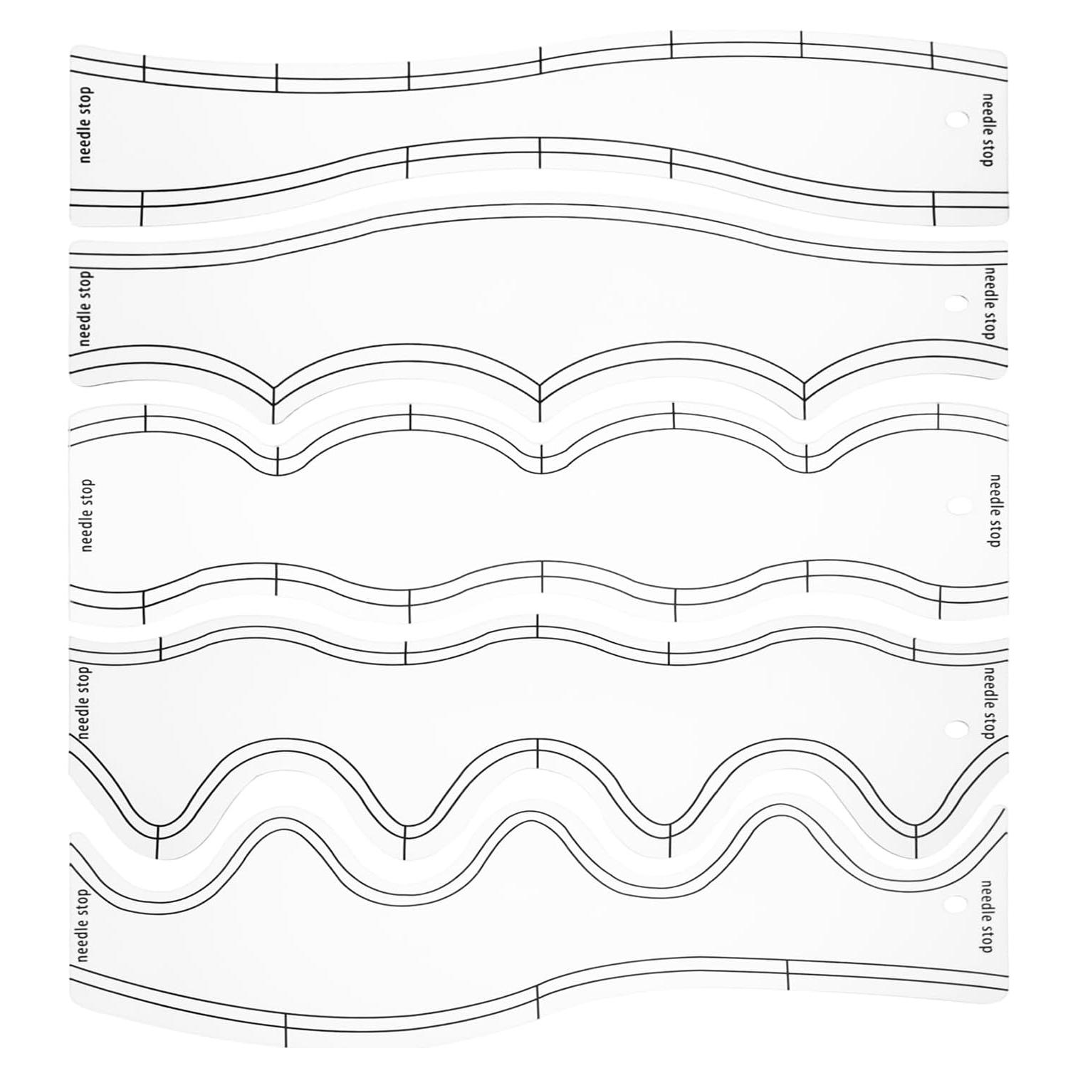 5 Plantillas de Acrílico para Corte de Acolchado y Costura