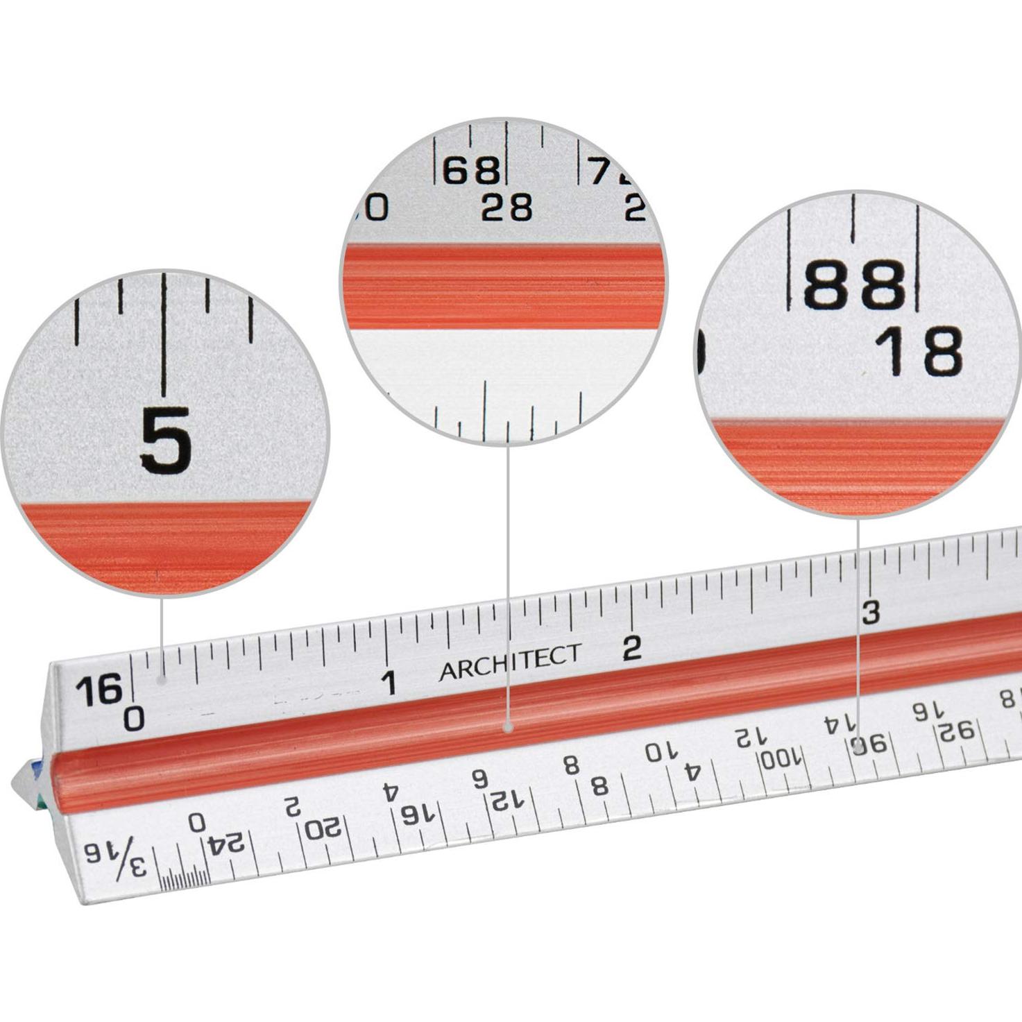 Paquete de 3 Reglas Triangulares Nicunom de Aluminio 30.48 cm