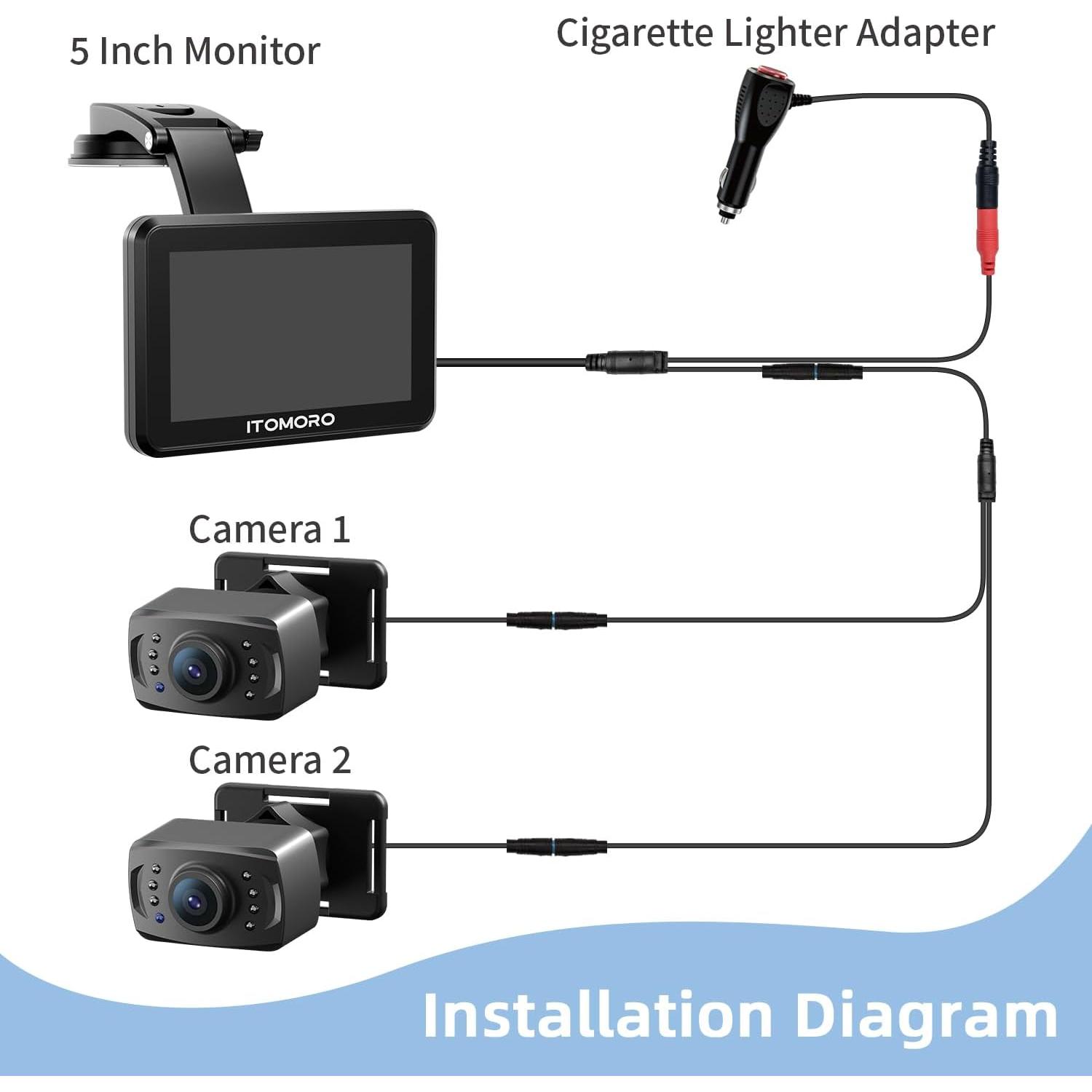 Cámara de Auto para Bebés Itomoro HD 1080P con Pantalla 5"