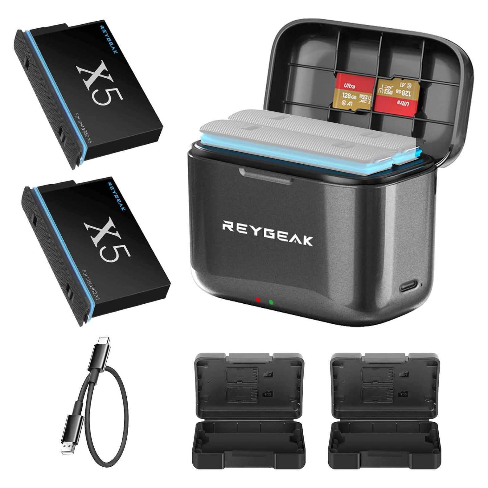Juego de Baterías REYGEAK para Insta360 X5 2800mAh Cargador