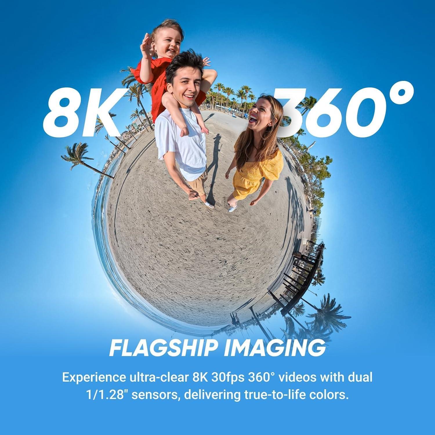 Cámara de Acción 360 Insta360 X5 8K HDR 72MP a Prueba de Agua