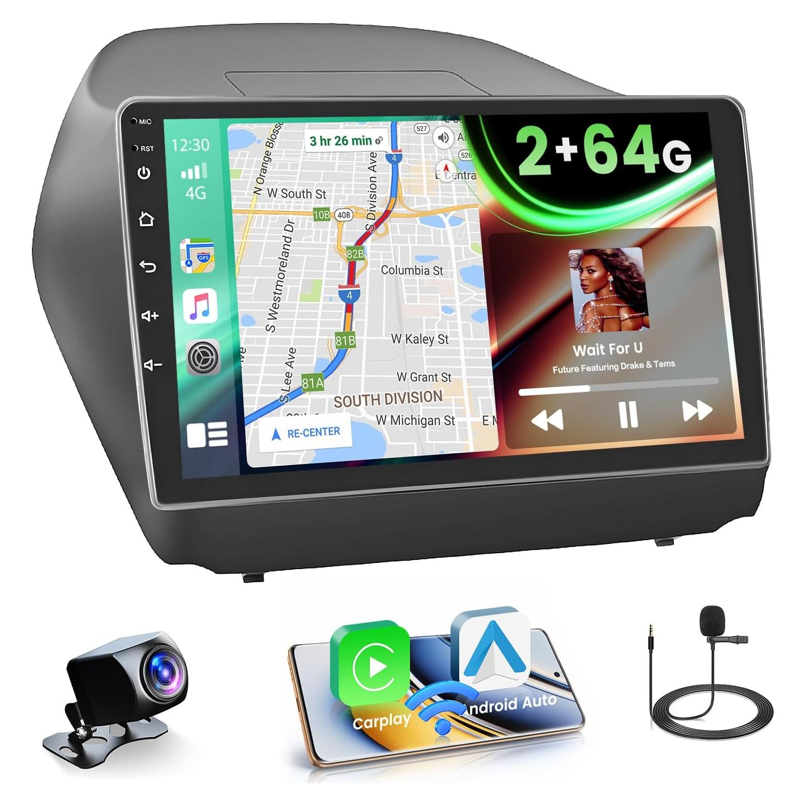 Radio Android 10" 2+64GB Fuluku para Hyundai Tucson 2010-2015