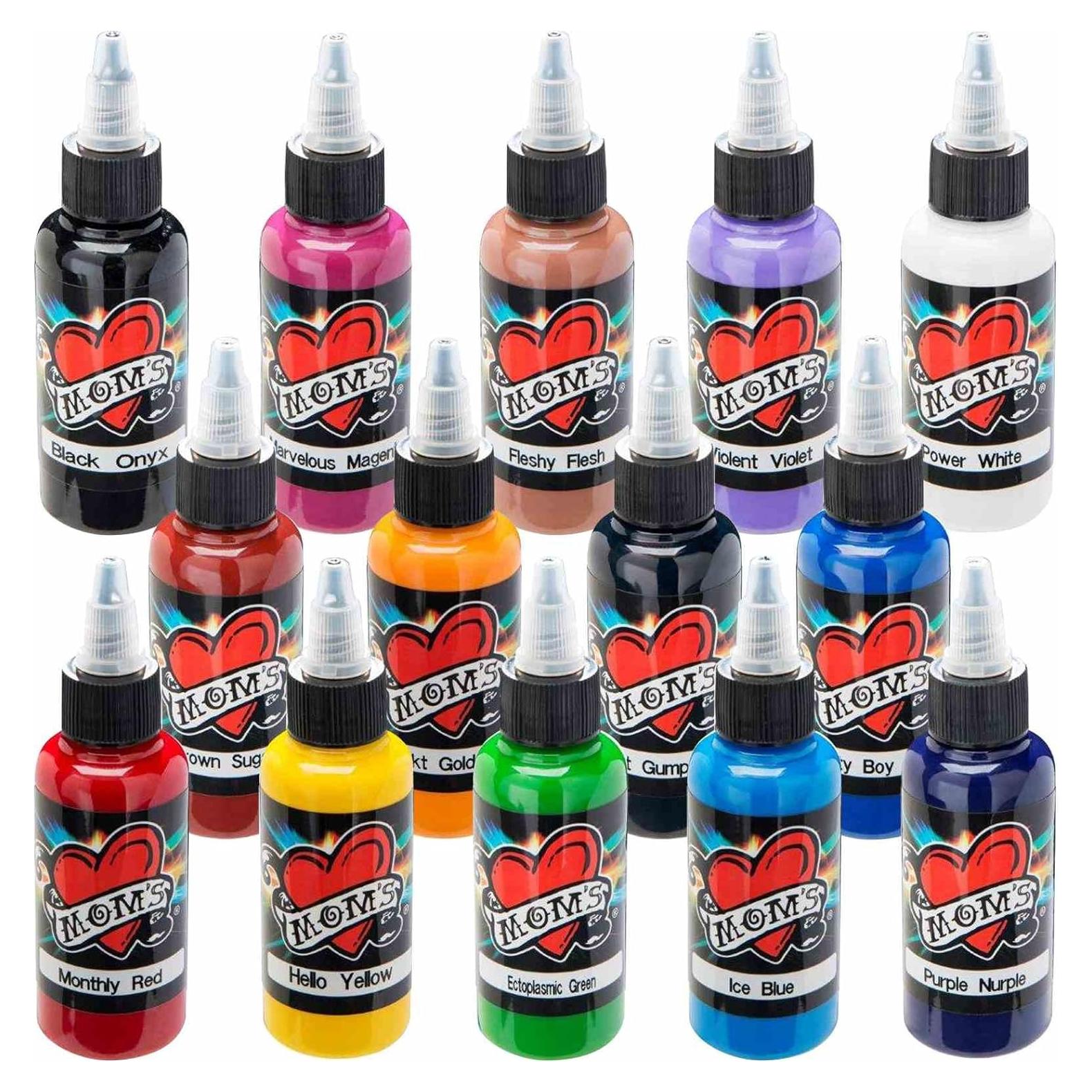 Tinta de Tatuaje MOM'S - Kit de 14 Colores 15 ml cada uno