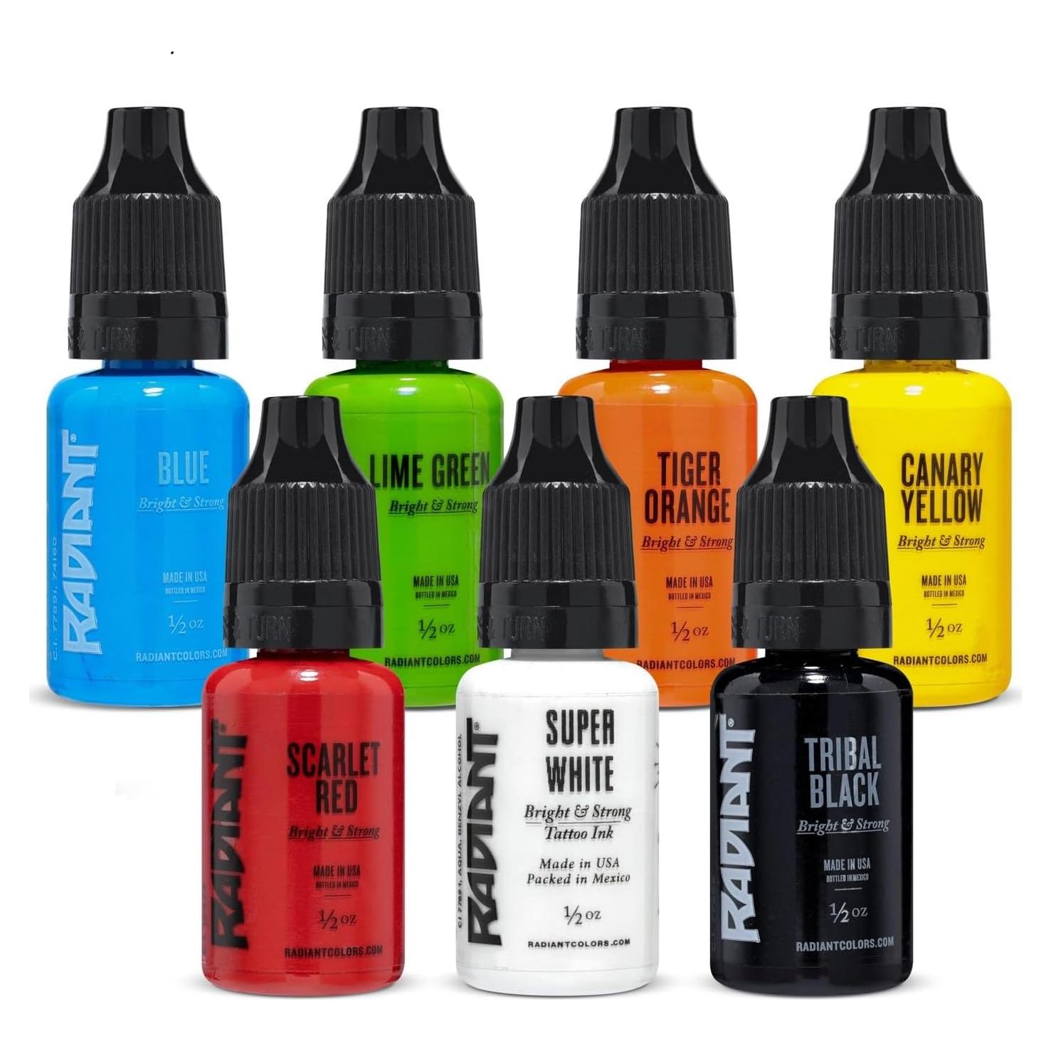 Set de Tinta para Tatuajes Radiant Colors 7 Colores 15ml