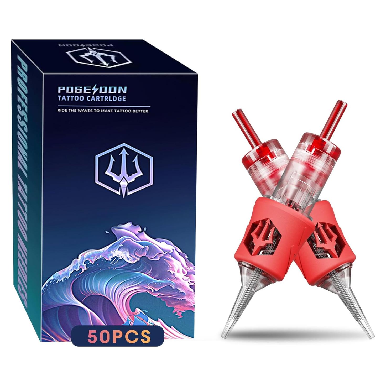 Cartuchos de Tatuaje POSEIDON 1009RL 50 Piezas Agujas Liner