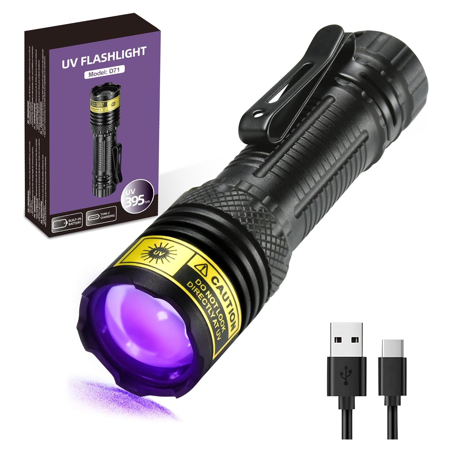 Linterna UV DARKDAWN 395nm Mini Recargable USB Detector de Orina