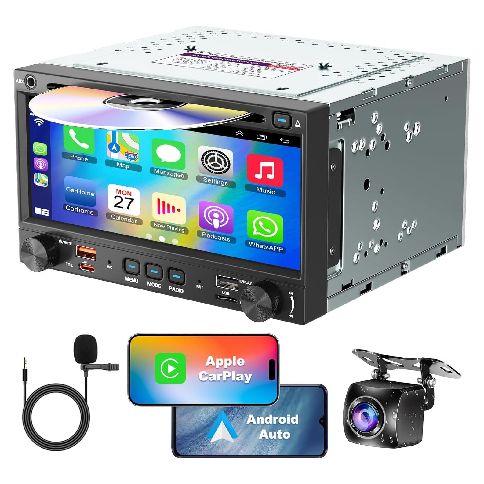 Reproductor de CD/DVD para coche Double Din WOWiViD 7" Bluetooth