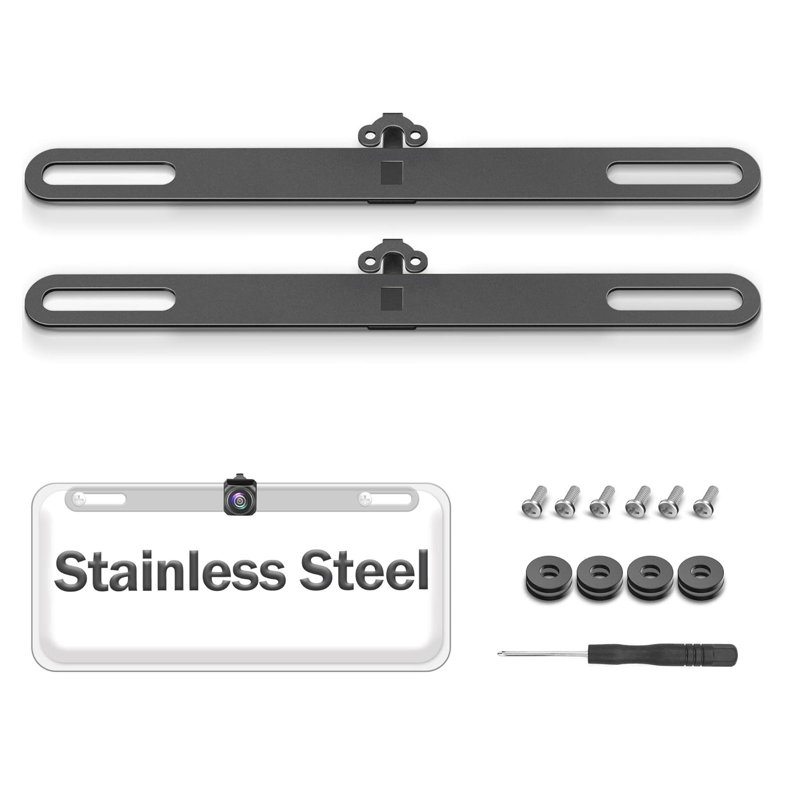 Soporte de Placa de Licencia para Cámara de Respaldo Acero Inoxidable