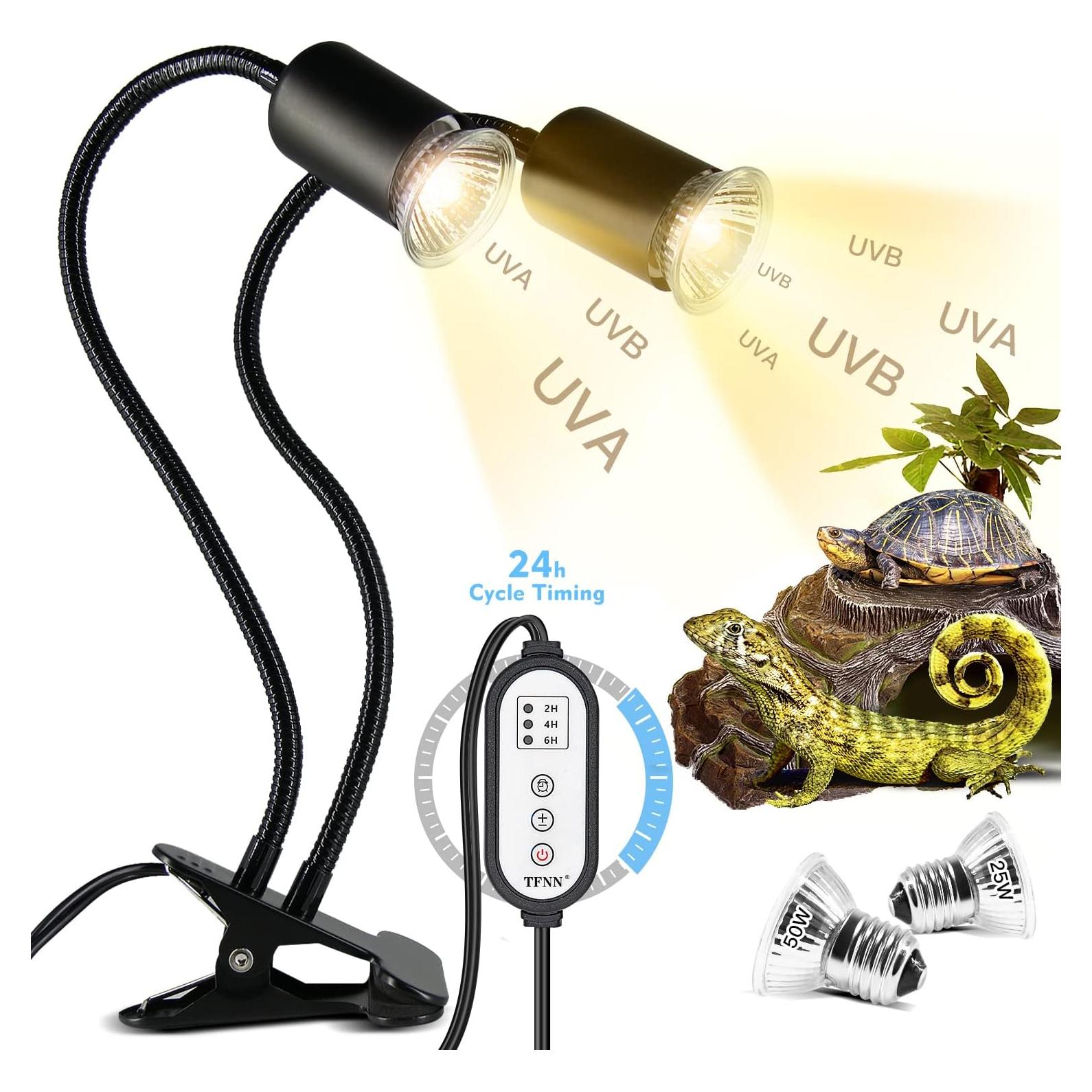 Lámpara de Calor para Reptiles TFNN WGD-003 2 Bombillas 25W+50W