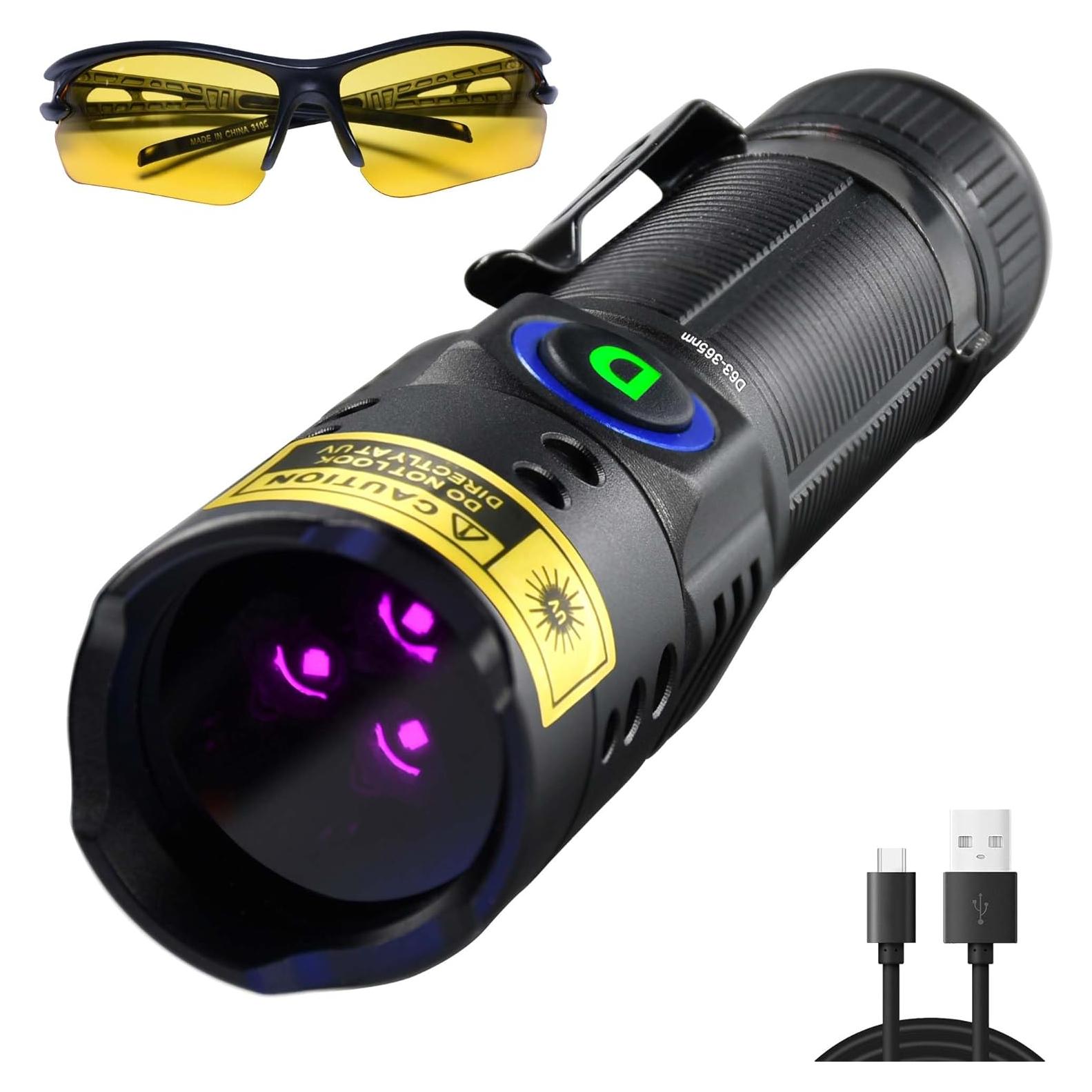 Linterna UV 365nm WMCODMW Recargable 20W IPX6 Mini