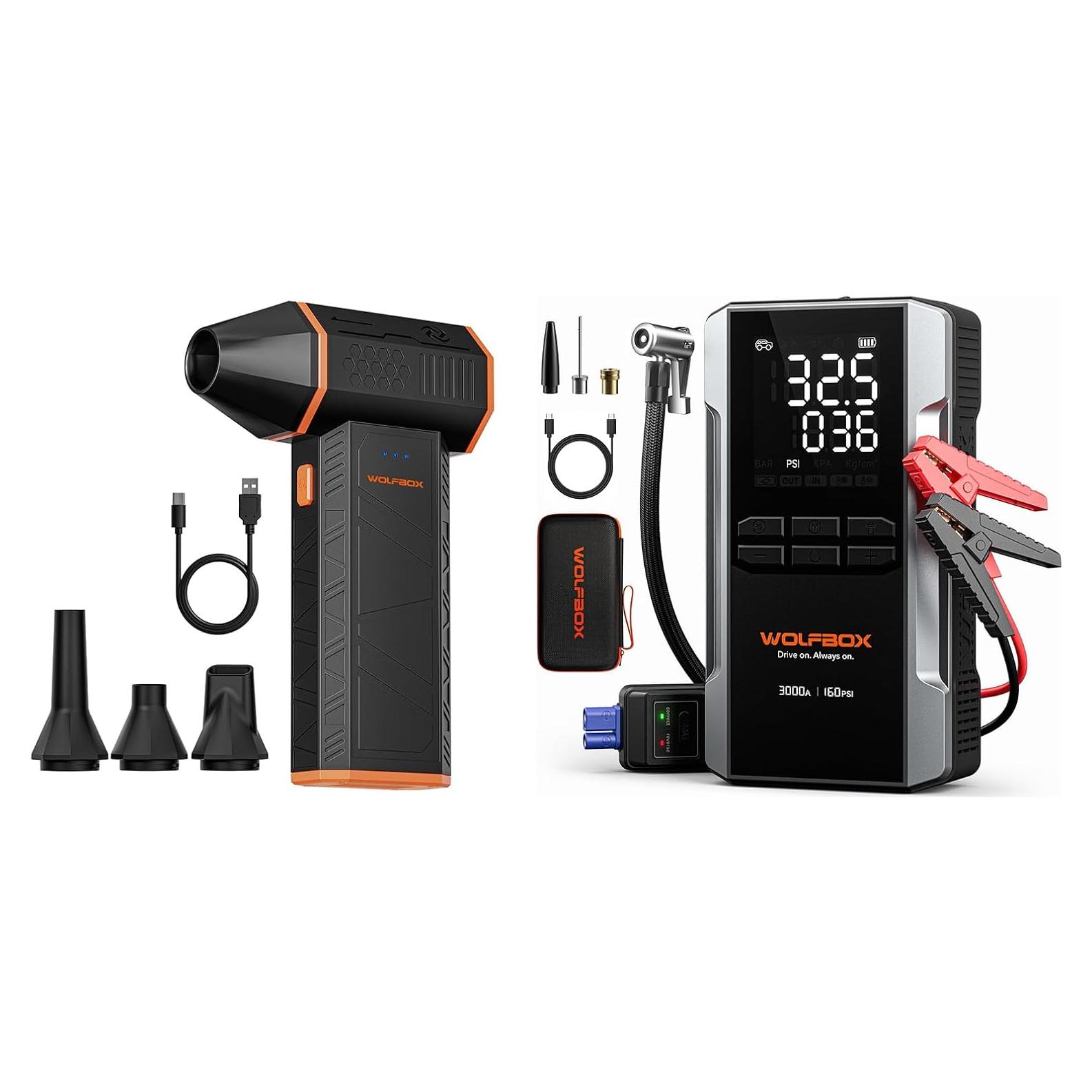 WOLFBOX MF50 Soplador de Aire Eléctrico y Arrancador 3000A