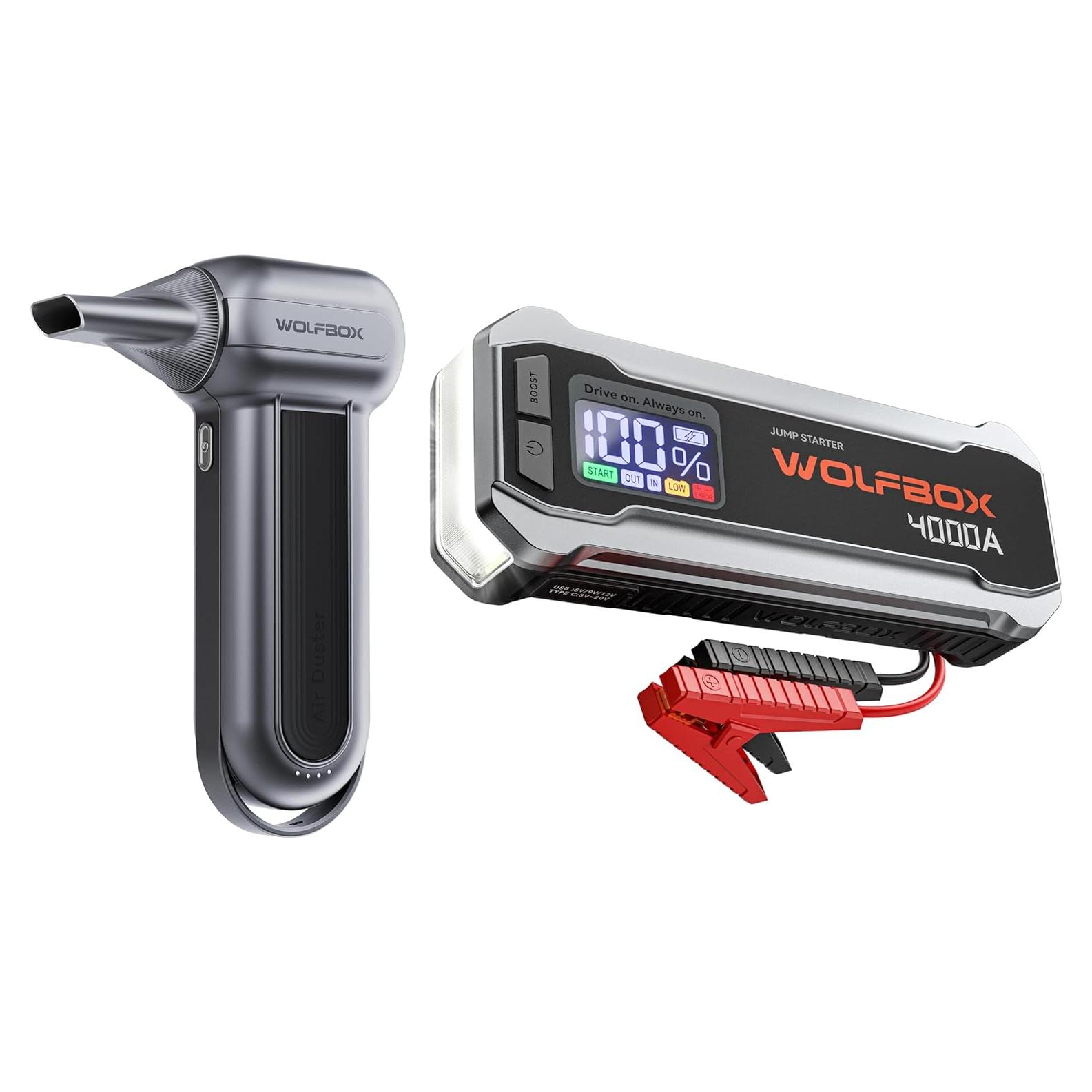 Soplador de Aire Eléctrico WOLFBOX MF100 150000RPM + Arrancador 4000A