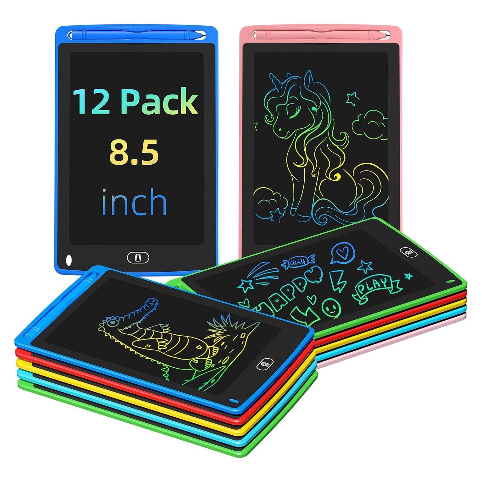 Paquete de 12 Tablets de Escritura LCD TQU 8.5" Coloridas