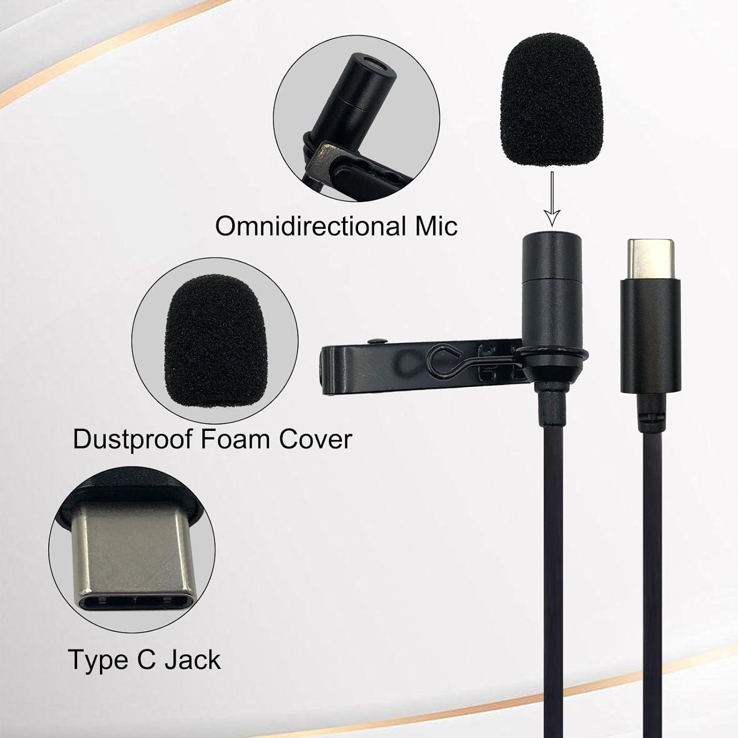 Micrófono Lavalier Omnidireccional SPTSSWET Tipo C 1.5m