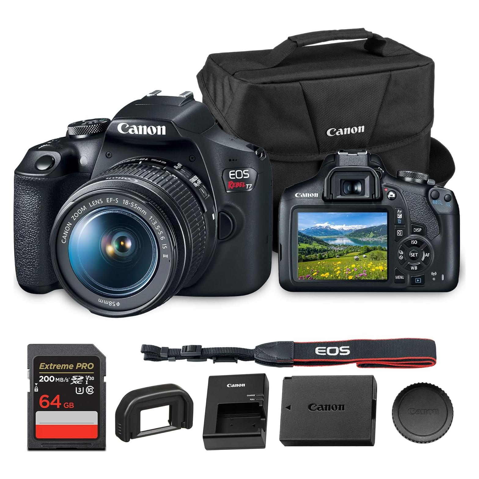 Cámara DSLR Canon EOS Rebel T7 24.1MP con lente 18-55mm