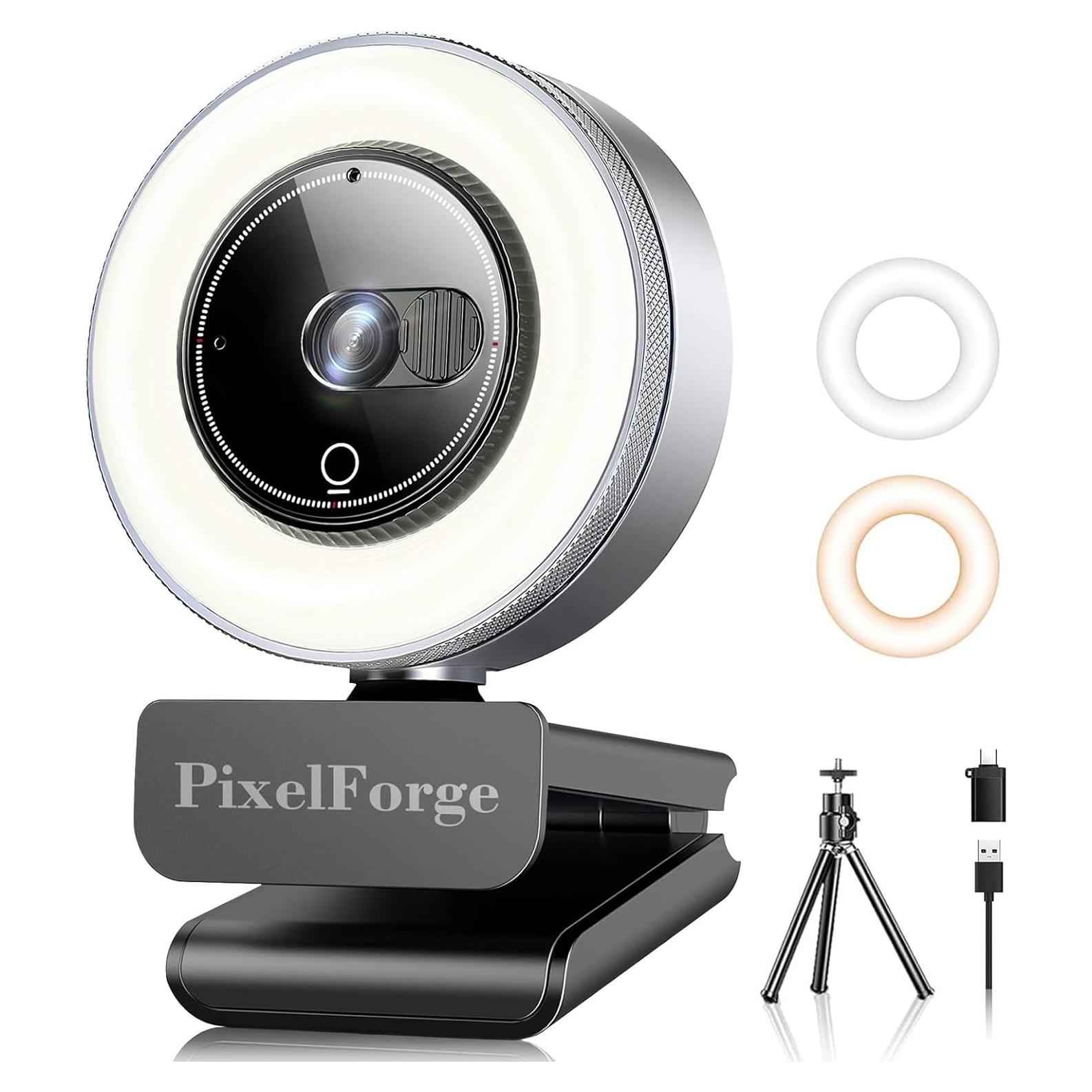 Cámara Web 4K PixelForge con Micrófono y Luz Integrada