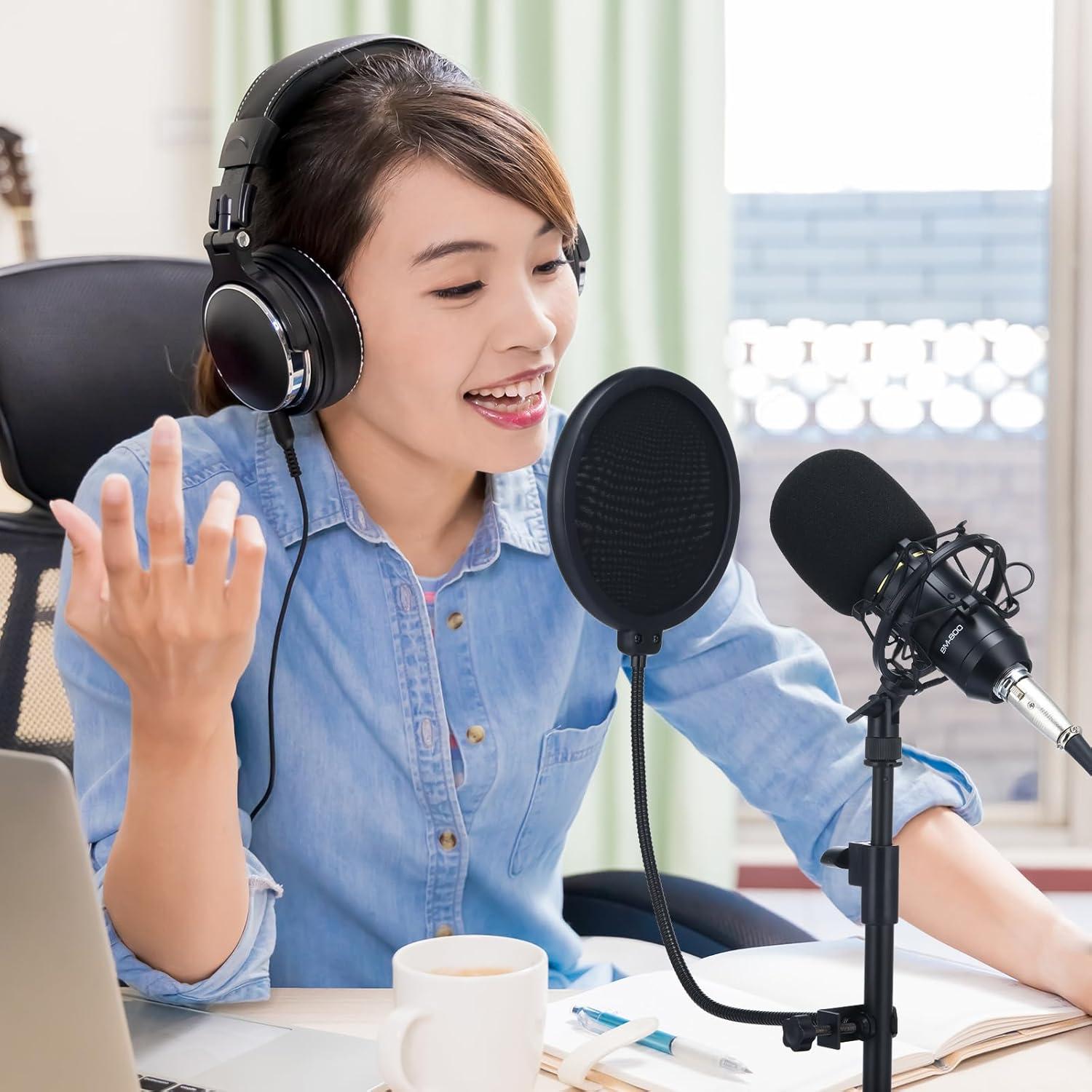 Kit de Micrófono de Condensador XLR Sherr - 2 Piezas, Soporte y Accesorios