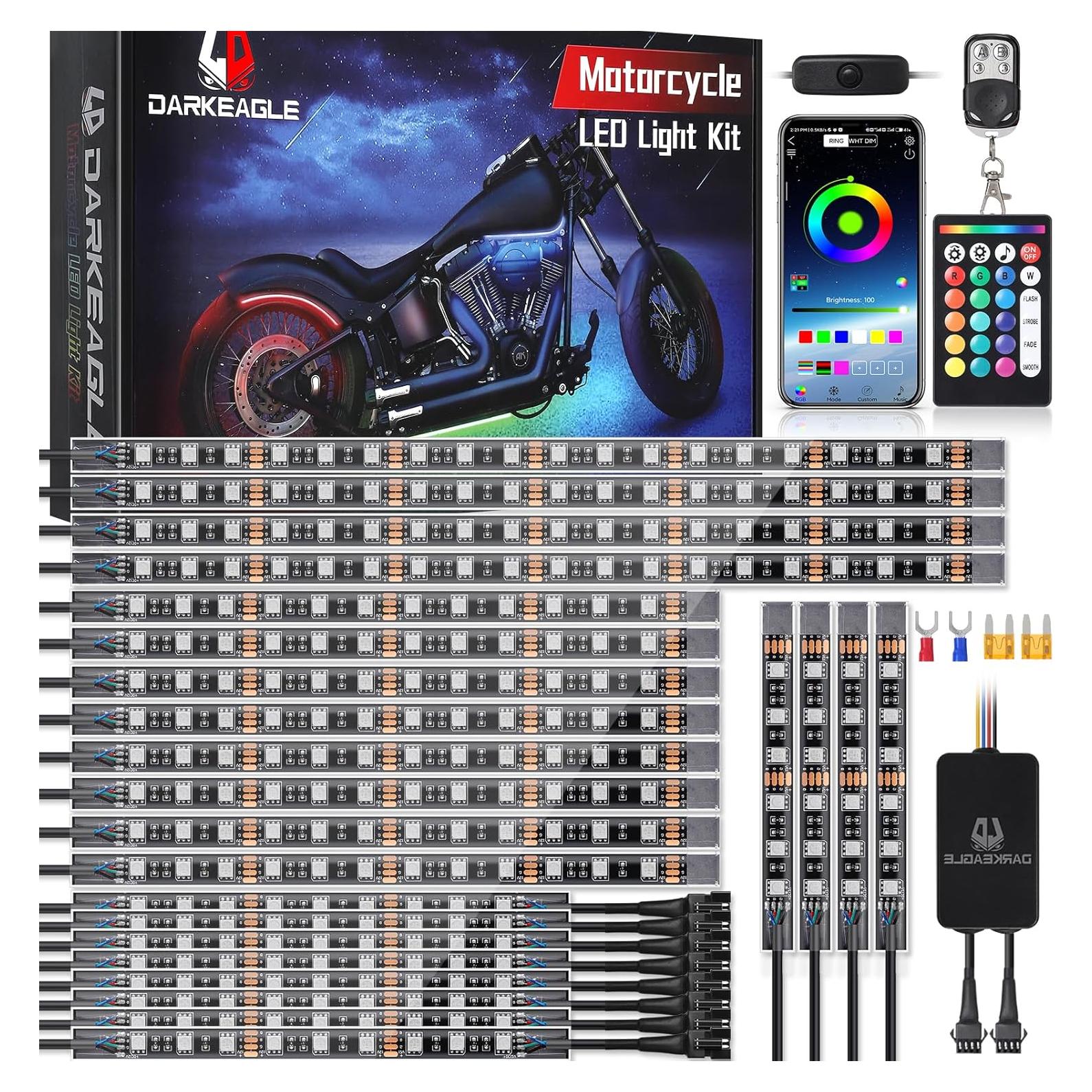 Kit de Luces LED para Motocicleta LD DARKEAGLE 24 Piezas RGB